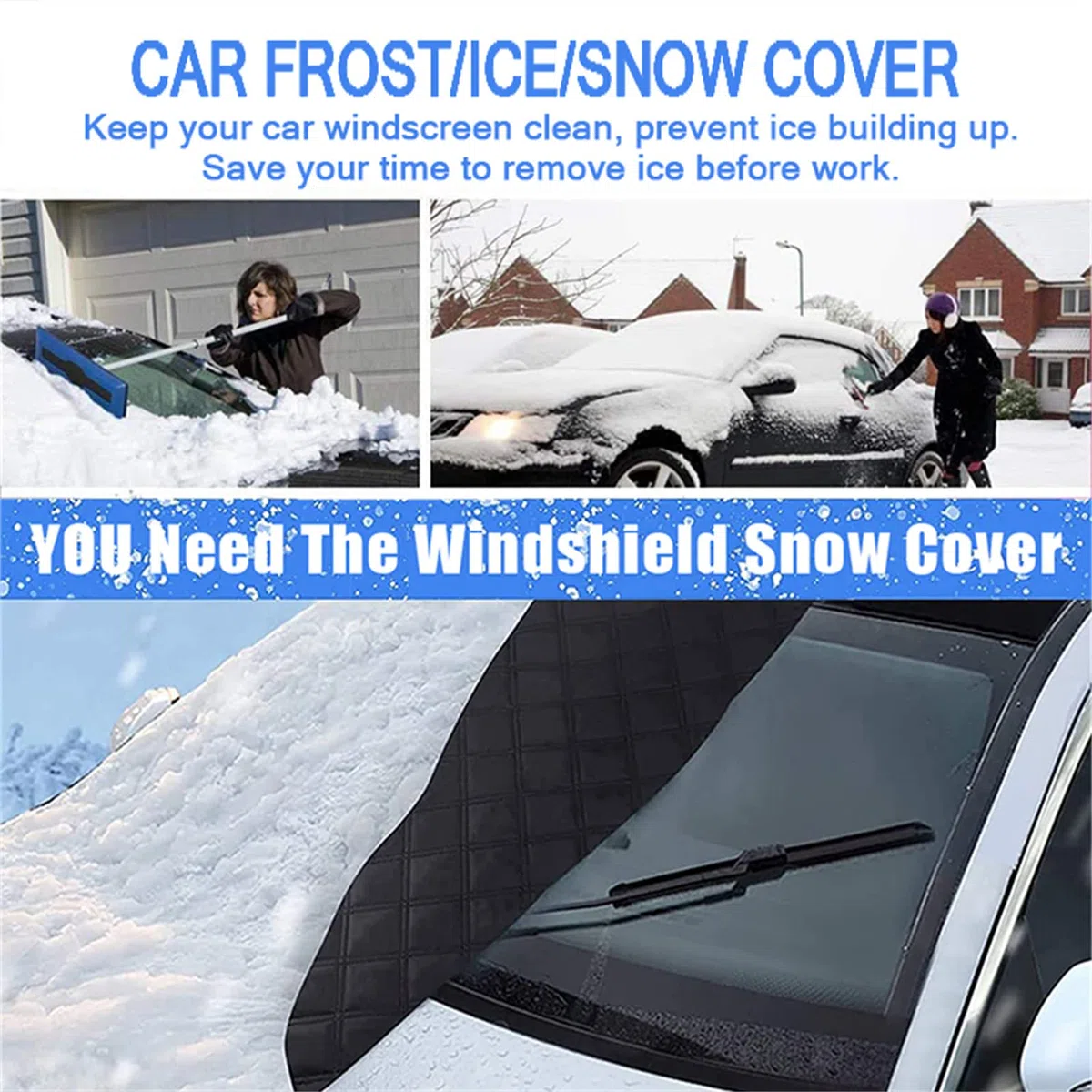 Protector De Parabrisas,Parasol Coche Delantero,Nieve Cubiertas,Protege De Rayos Antihielo Y Nieve,UV,Lluvia,Funda Plegable Parabrisa Delantero (Car General)