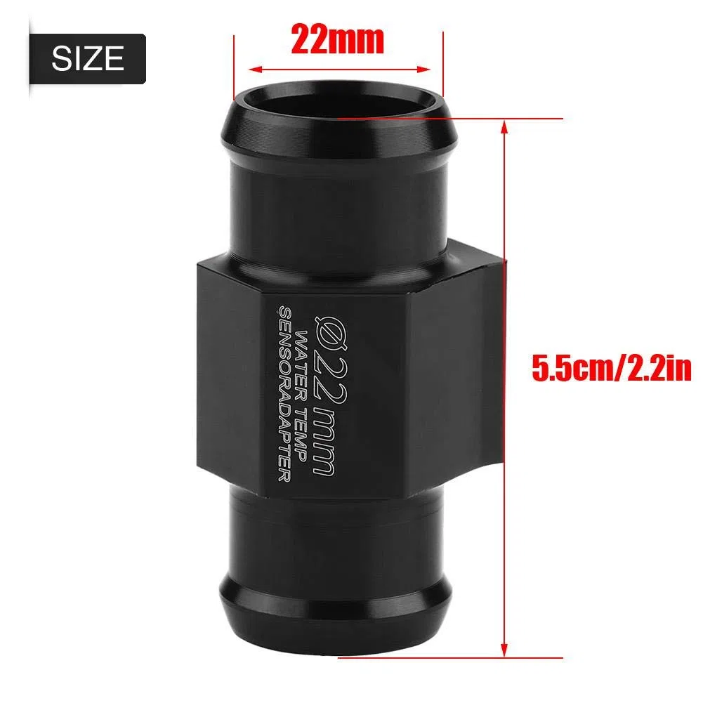 Adaptador del sensor de temperatura negro, Temp tbest aleación de aluminio de la motocicleta de la temperatura del agua adaptador reemplazo para manómetro sensor común de la pipa de la manguera(22mm)