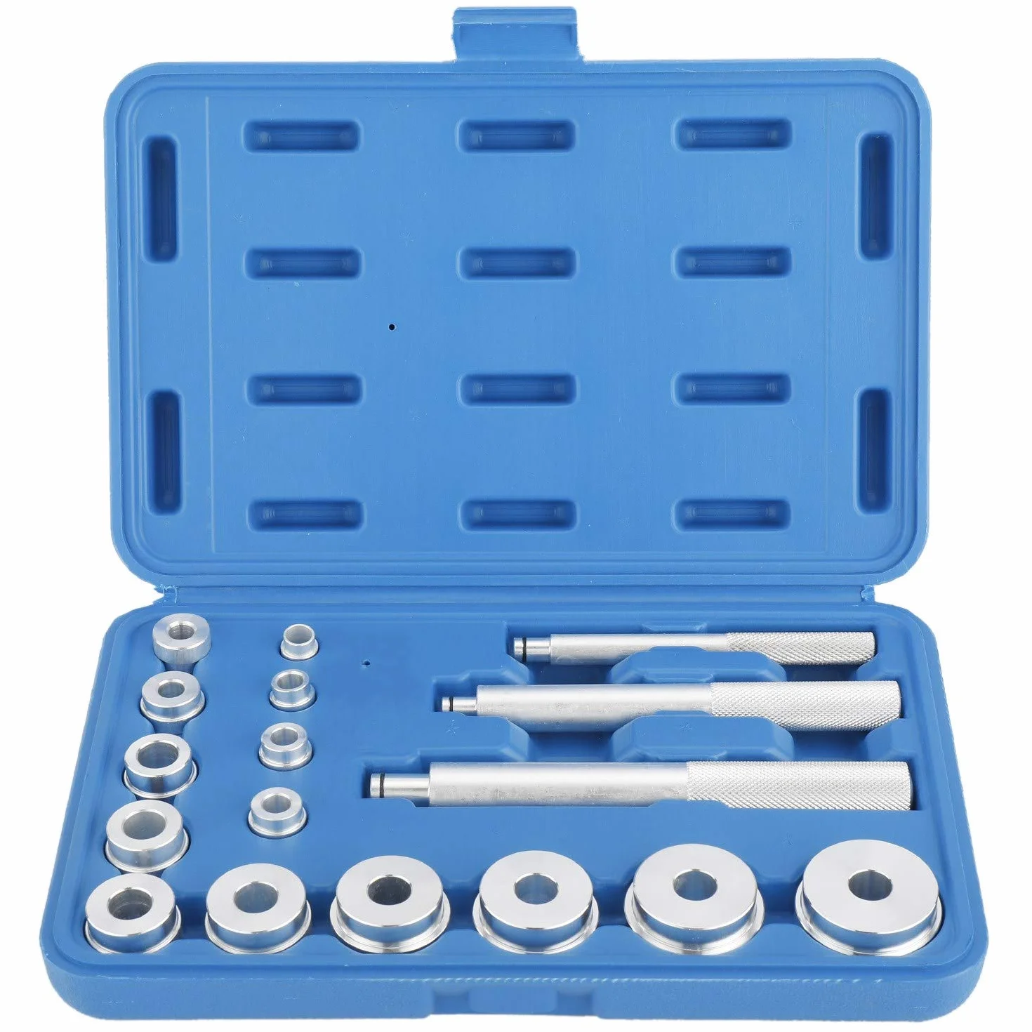 FreeTec 17 piezas Set de Rodamiento de Rueda Juego de Piezas a Presión para Montaje Extractor de Herramientas para Cojinetes de Rueda Colector Eyector a Fuego Lento