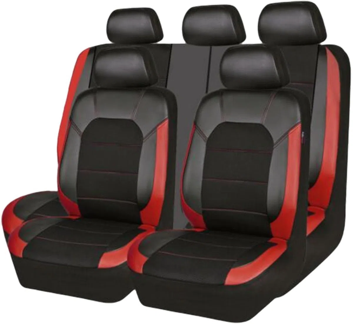 VOIV 9 Piezas Cuero Funda Asiento Coche para Toyota Hilux (AN120/AN130) 8.Gen 2015 2016 2017 2018 2019 2020 2021 2022 2023, Impermeable Completo Juegos Cubreasientos Protectores Accesorios,C Red