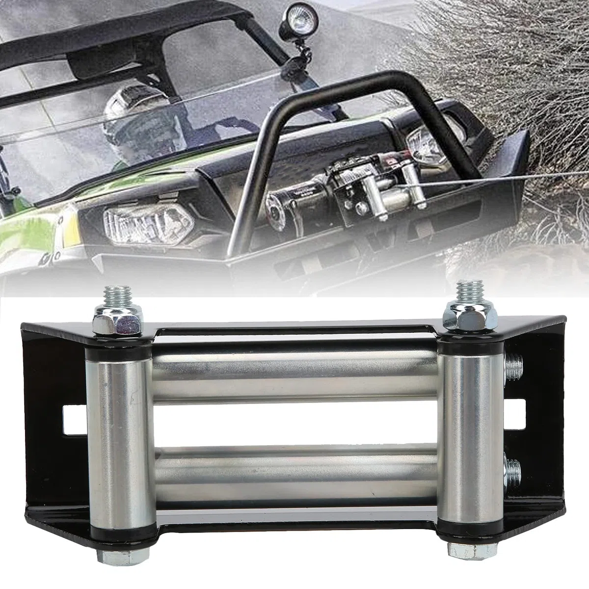KIMISS Winch Fairlead, Auto Side by Side Winch Roller Fairlead 152mm / 6in Hierro Chapado en Zinc Reemplazo de Mantenimiento Universal