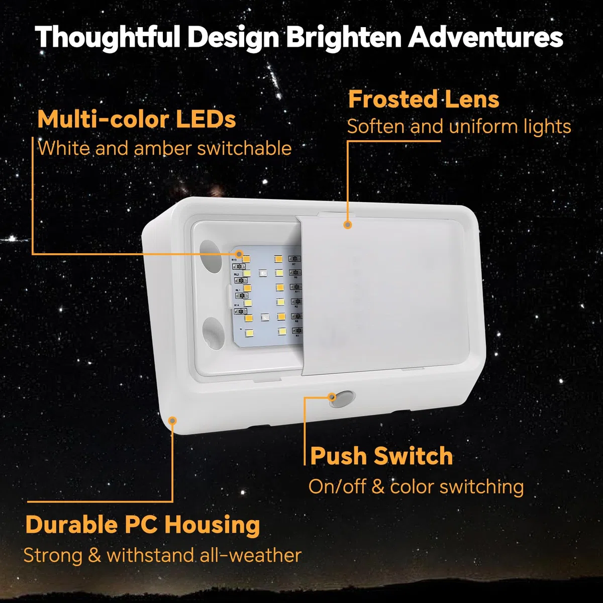 Luz de Porche de Caravana 12V LED Exterior Con Interruptor para Autocaravana, Camper, Bote y Camión - 410 Lúmenes, 2CCT y Luz Nocturna Roja (1)