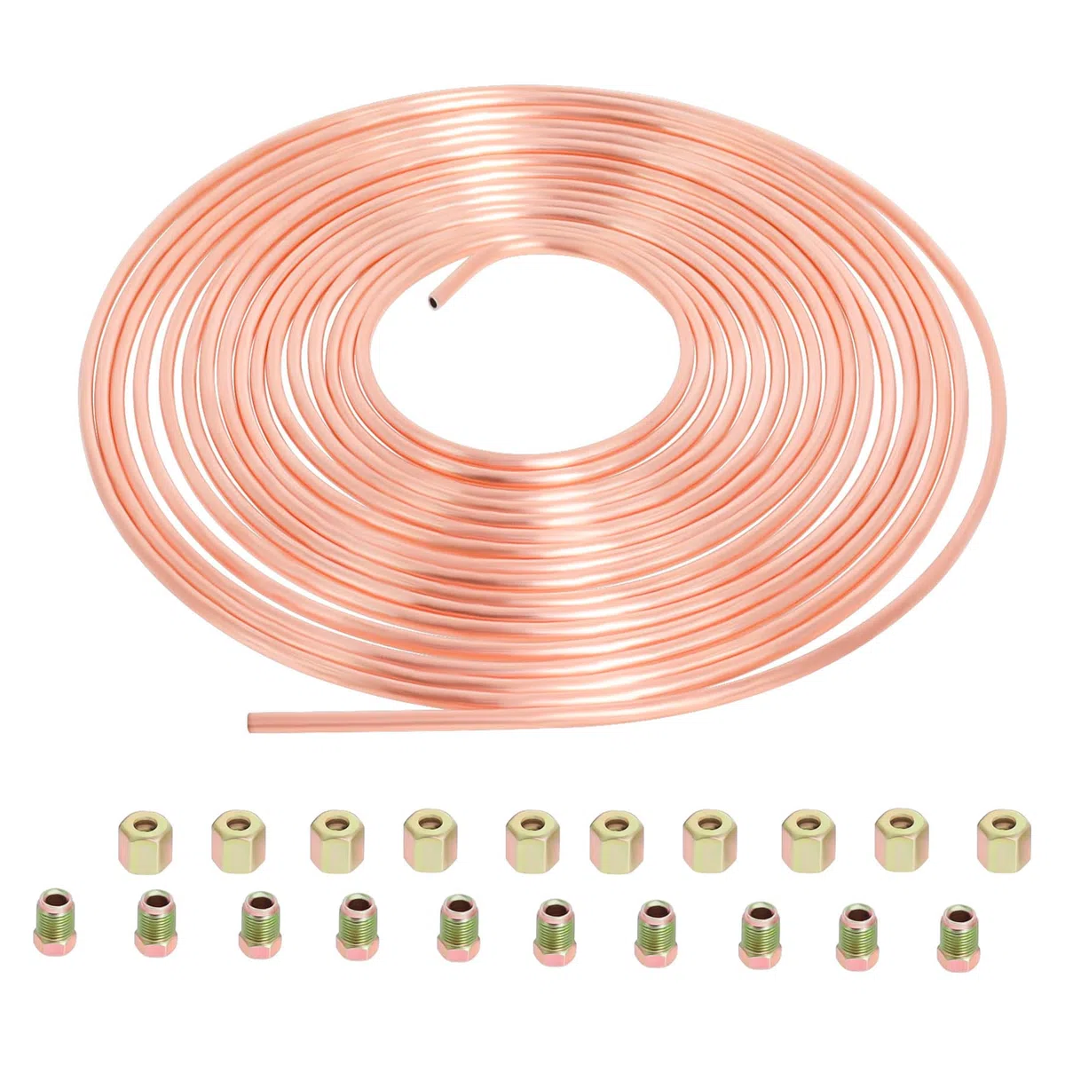Tubo de Freno de Acero Recubierto 10m Ø3/16" (4,75mm), Kit de Tubería de Línea de Freno General para Coche con 20 Tuercas por Poweka
