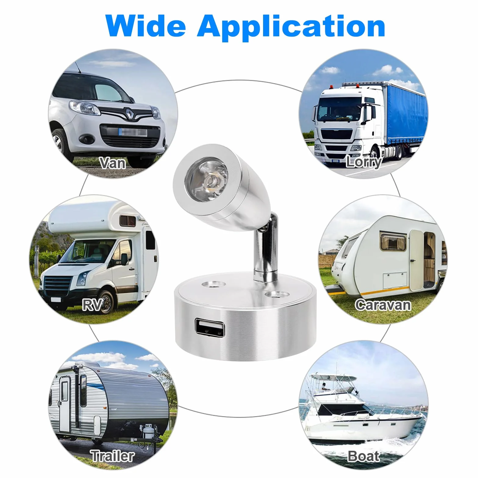 SUPAREE Luces Camper 12V Luz Lectura 12V USB Lampara LED Autocaravana Regulable 3200K con Puertos USB Interruptor Táctil para Furgoneta Caravana RV Van Barco 2 Piezas