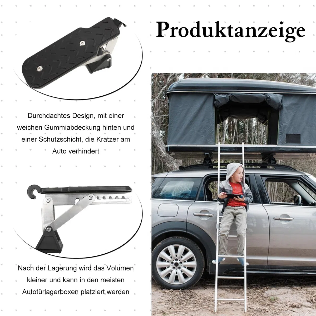 BORDEAG Escalón de Puerta de Auto: Escalón Plegable Universal para Auto, Estabilidad Seguridad Ayuda para Subir, para SUV, Camión, Autocaravana (Negro)