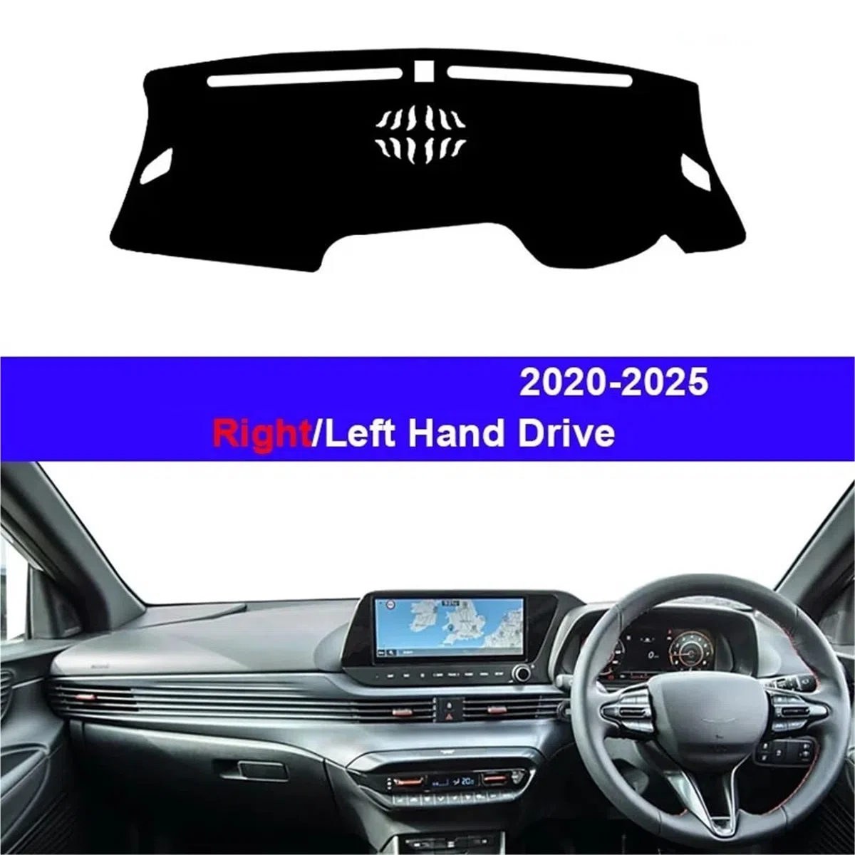 Protector Solar Para Salpicadero Para Hyundai Para I20 III 2020 2021 2022 2023 2024 2025 Cubierta Para Tablero De Automóvil Alfombrilla Para(Black LHD)