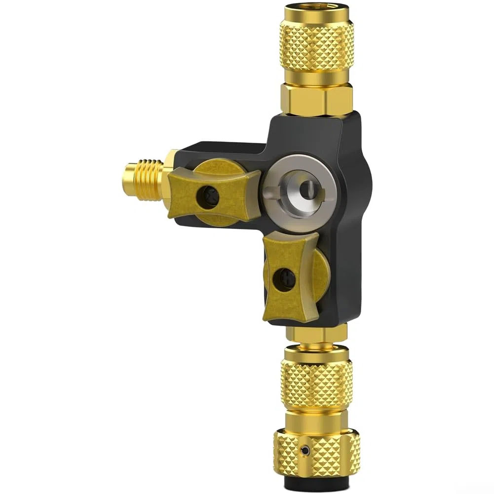 Herramienta de extracción de núcleo de válvula compatible de dos tamaños con accesorios de 1/4 y 5/16 y vidrio de visión integrado para diagnósticos HVAC (negro)