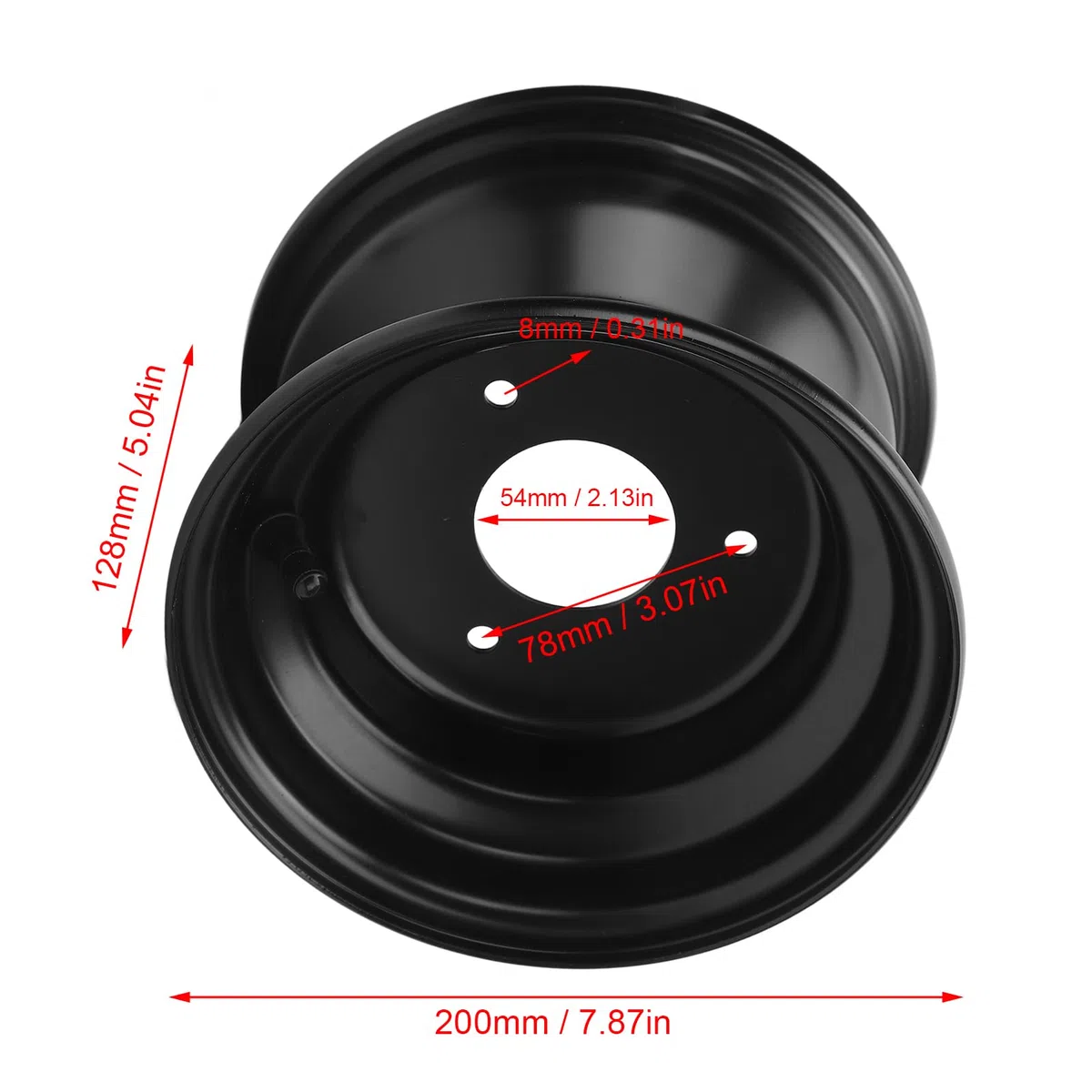 SIXRUN Llanta de Aleación de Aluminio 16X8.00-7, 7 Pulgadas, Negro, 3 Agujeros, Resistente para ATV, UTV, Karts