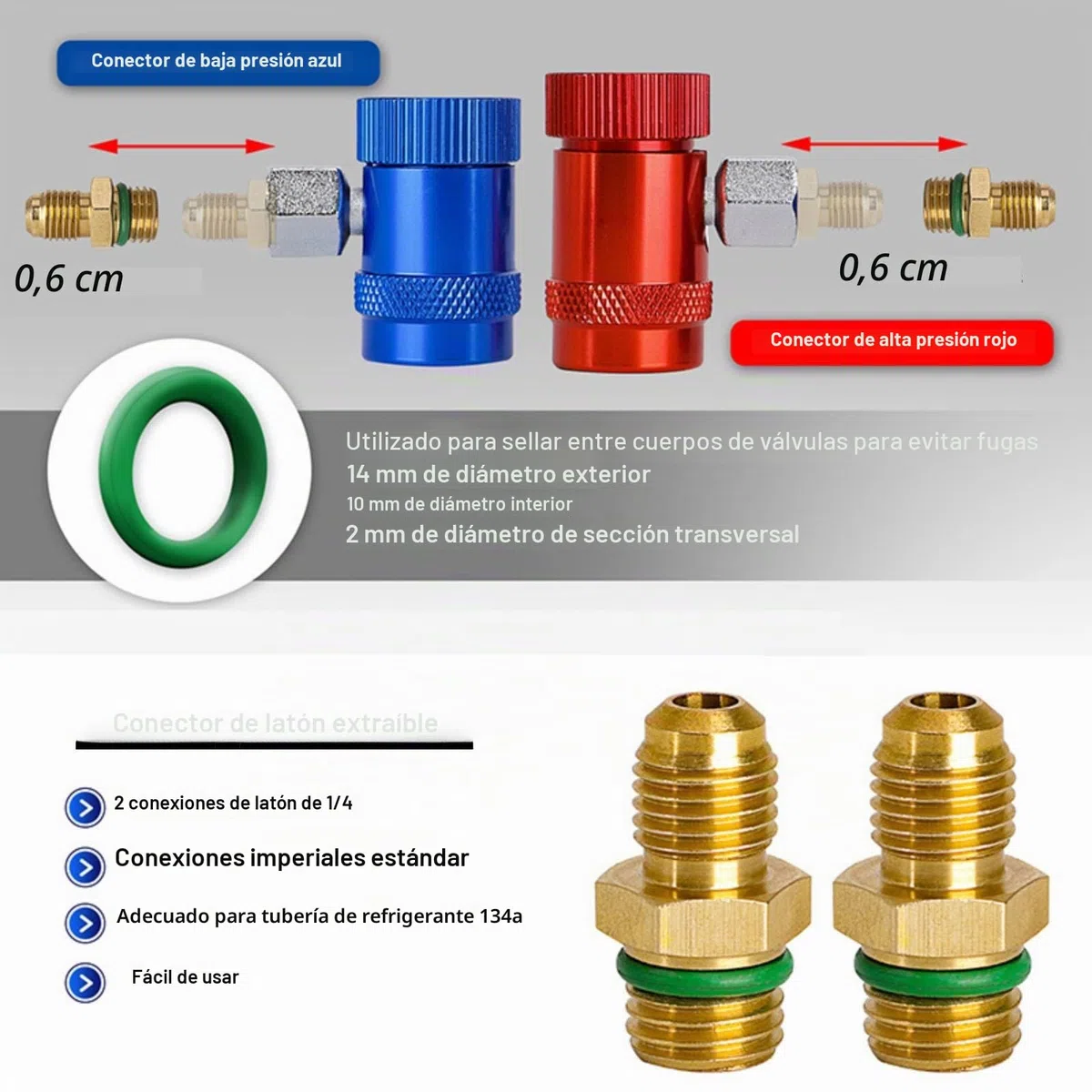2pcs Adaptadores R1234yf a R134a, R1234yf Acoplador Rápido De Lado Bajo, Acopladores Rápidos Profesionales Adaptador De Puerto De Servicio De Aire Acondicionado para Auto Vehículo