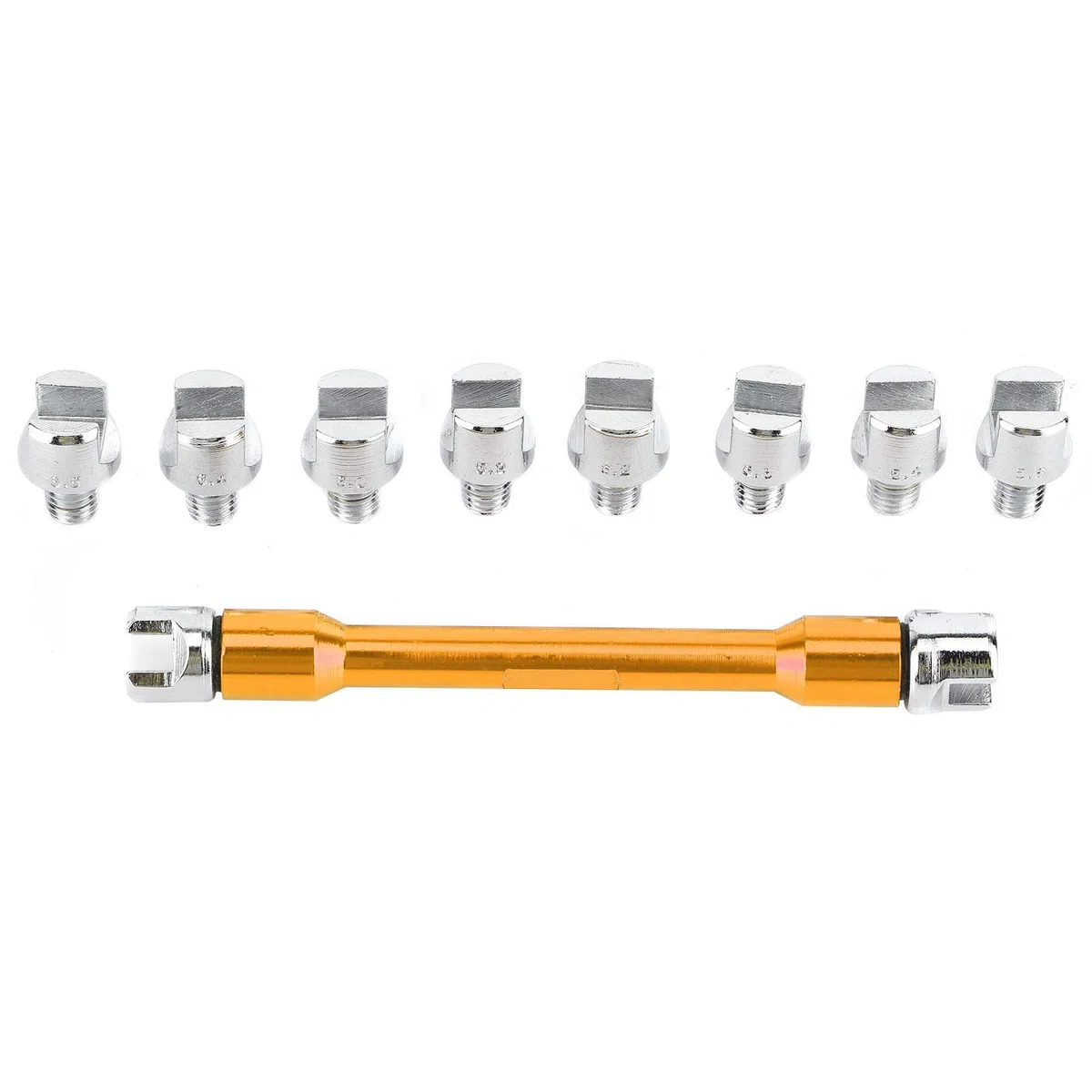Llave de radios para motocicleta, juego de llaves CNC de 5,0 a 6,8, longitud 93 mm / 3,7 pulgadas para la mayoría de las motocicletas (dorado) C4t668