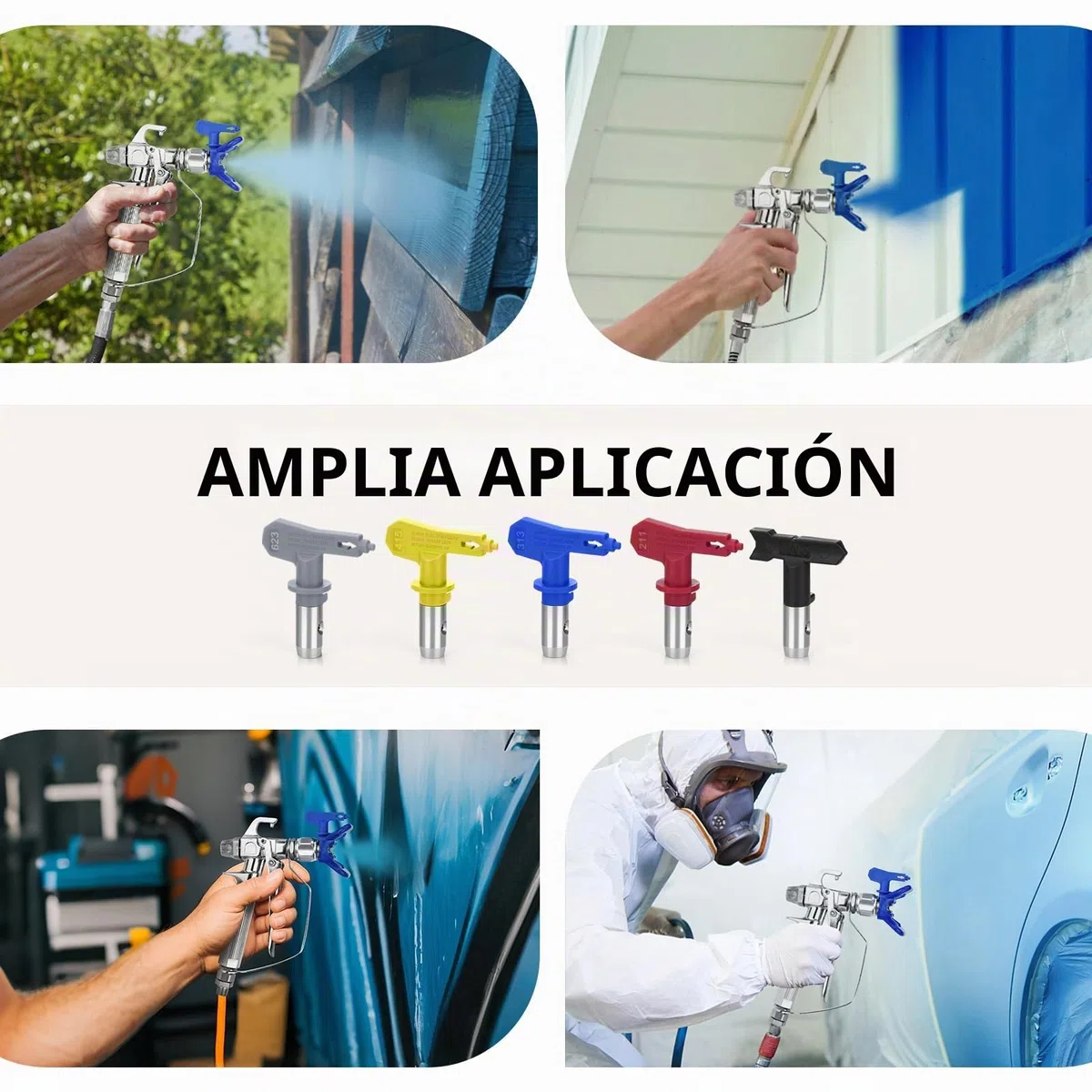 Kit de Puntas de pulverización Reversibles, 5 Piezas Boquilla Airless, Puntas de pulverización，Caja de Almacenamiento (211,313,415,517,623)