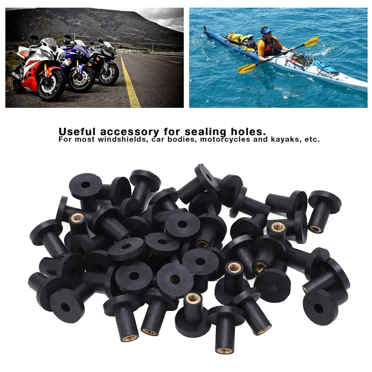50 Uds M5 Tuercas De Pozo Sujetadores De Carenado Parabrisas Accesorios De Motocicleta Tornillos Tuercas De Parabrisas Tuerca De Goma para Motocicleta Universal