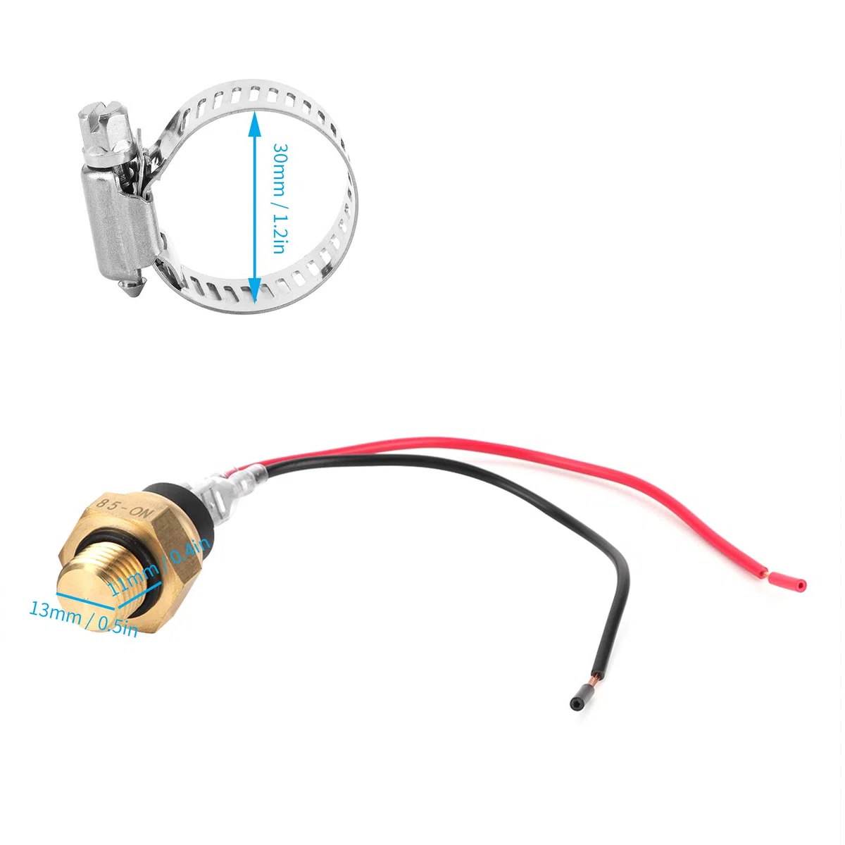 Termostato Interruptor de Temperatura del Agua Sensor de Temperatura del Ventilador del Refrigerante del Radiador para Motocicleta ATV Vehículo Todoterreno Panel de Instrumentos (Azul)