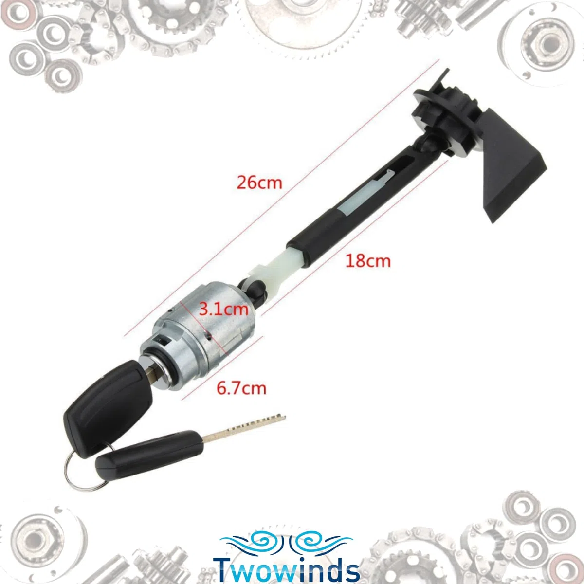 Twowinds - Bombín Cerradura Capó 4M5AA16B970 Compatible con Ford Focus 2 (2004-2012) - 1355231 - Liberación Capó - Cilindro Cierre - Llave
