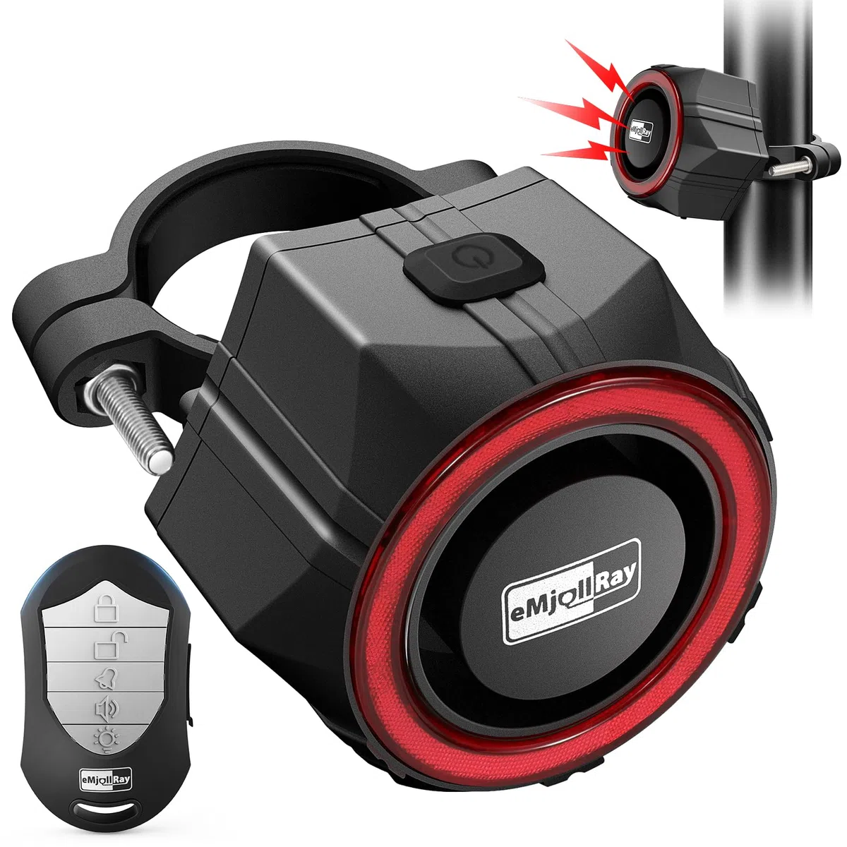 Alarma Bicicleta Antirrobo con Control Remoto Recargable USB C 110dB Impermeable Alarma Patinete Electrico para Moto Scooter Puerta