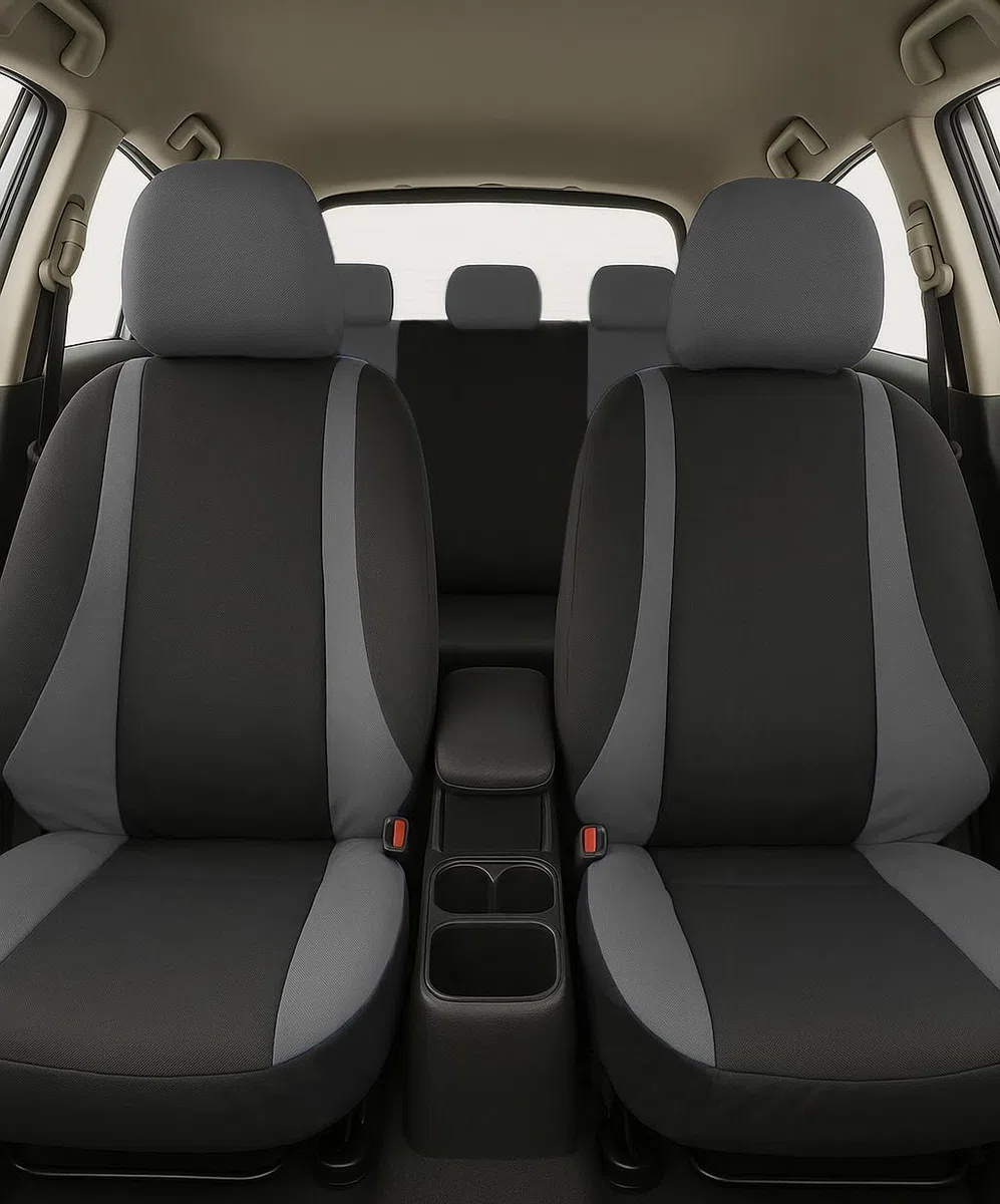 Susy Shop Juego de fundas universales para asientos de coche Kit de fundas de asiento delantero y trasero cómodas y transpirables, fundas protectoras para asientos de vehículos utilitarios pequeños y