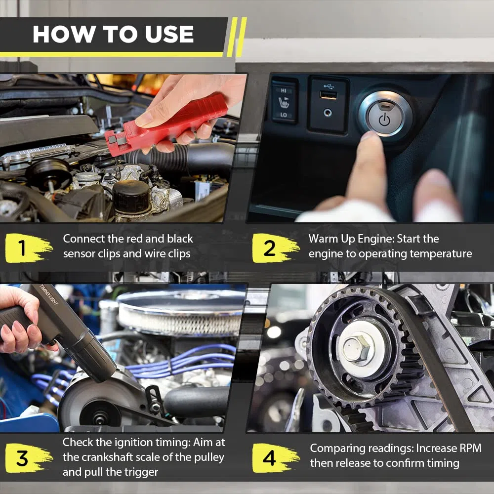 Pistola Estroboscopica 12V, Pistola Estroboscopica Coche con Pinzas Inductivas, Plástico Lámpara Estroboscópica para Coches y Motos [Clase de eficiencia energética A+]