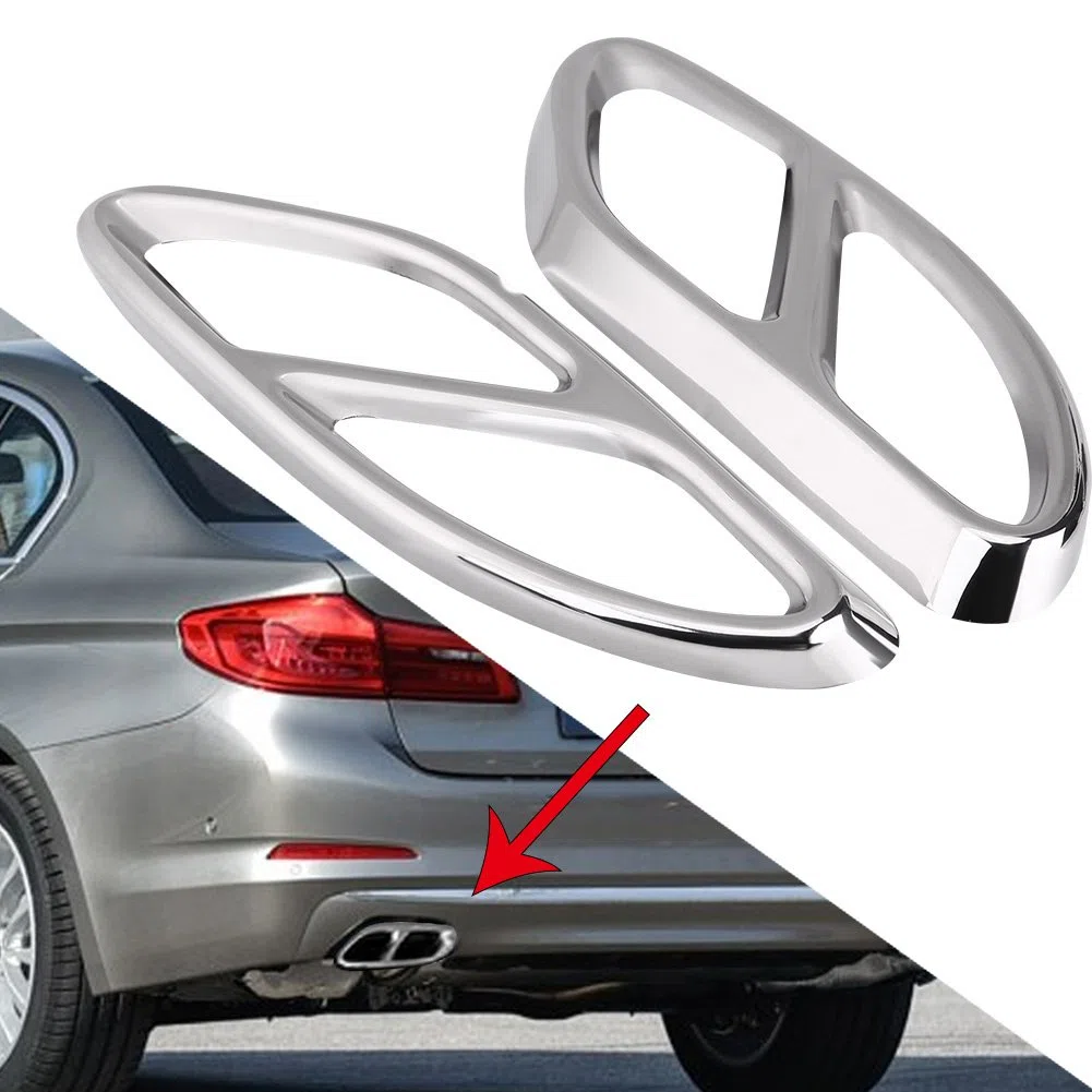 Cubierta de tubo de escape, 1 par de silenciador de escape, cubierta de tubo de cola para Mercedes Benz GLC C Clase E C207 Coupe 14-17(Plata)