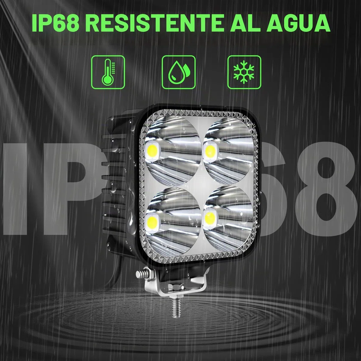 antom 10 PCS Faro de trabajo 2.8 Pulgadas Focos Led 68W Mini 12V 24V Square Faros 3,500LM 6000K IP68 Impermeable -Dos modelos Siempre encendido y parpadeante para Moto ATV SUV Tractor Camión Barco