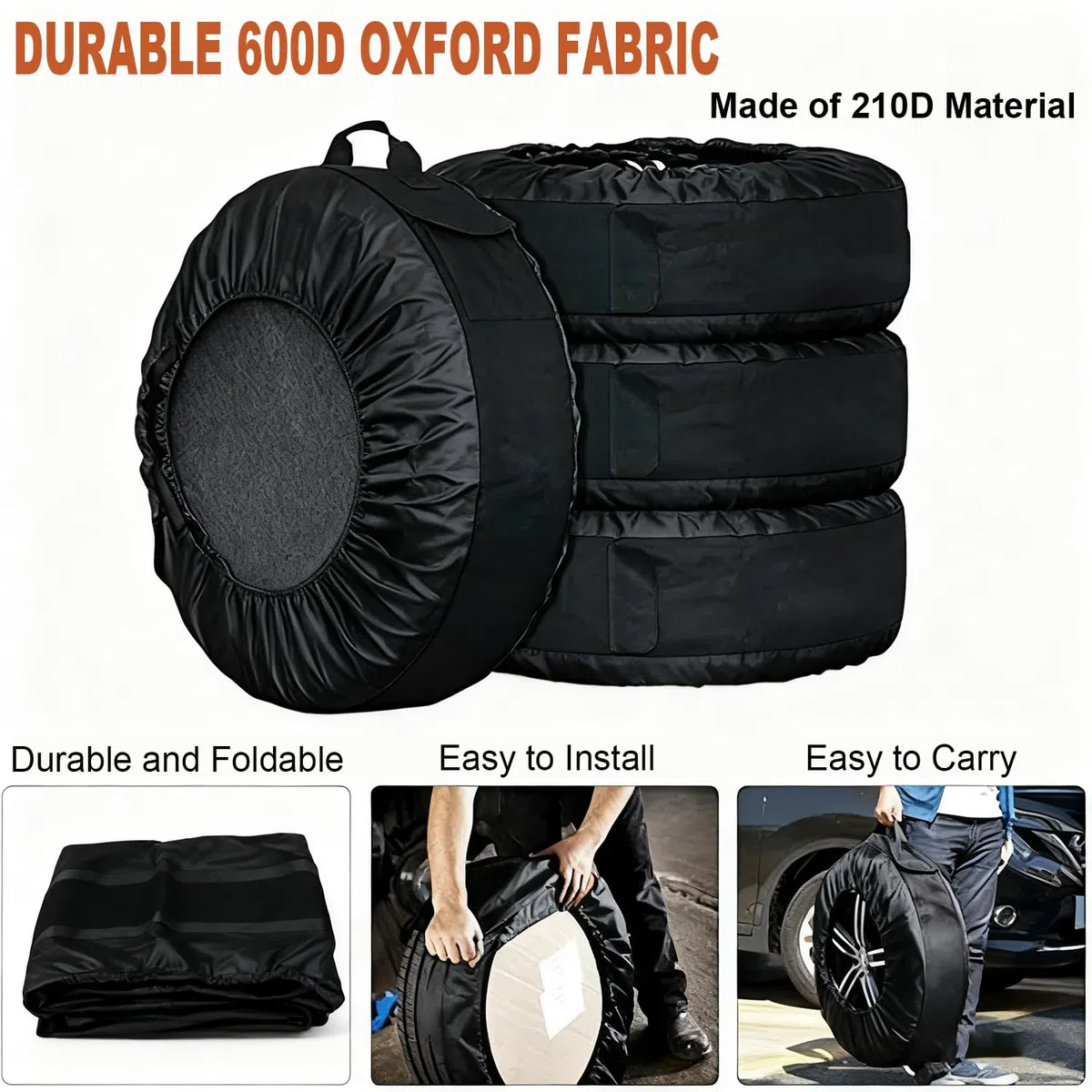 Juego de Bolsas para Neumáticos 15 a 20 Pulgadas, Funda Protectora para Neumáticos con 4 Almohadillas de Fieltro, Neumáticos de Coche, Impermeables, Antipolvo, Protección y Transporte