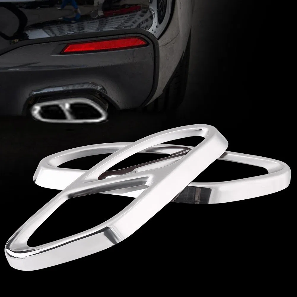 Cubierta de tubo de escape, 1 par de silenciador de escape, cubierta de tubo de cola para Mercedes Benz GLC C Clase E C207 Coupe 14-17(Plata)