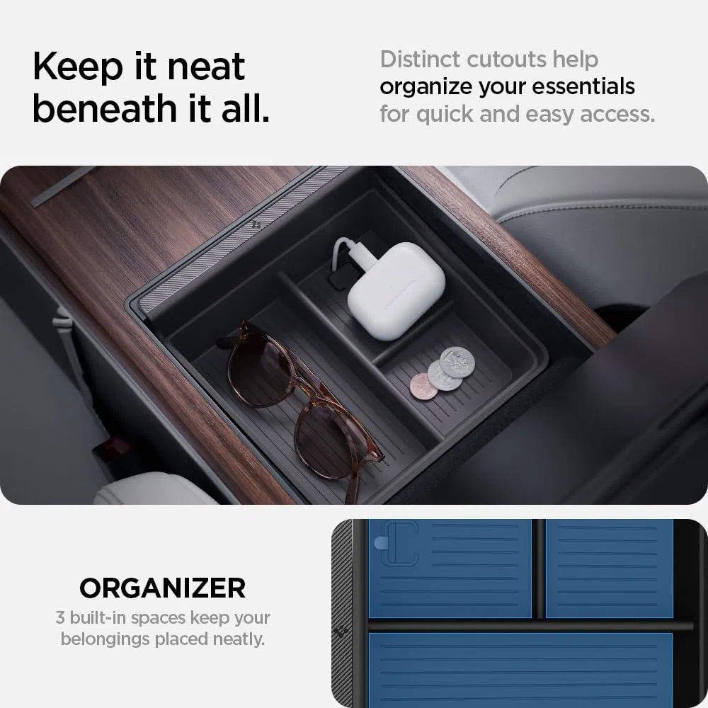 Spigen Organizador de Consola Central para Tesla Model X y S - Edición Carbono