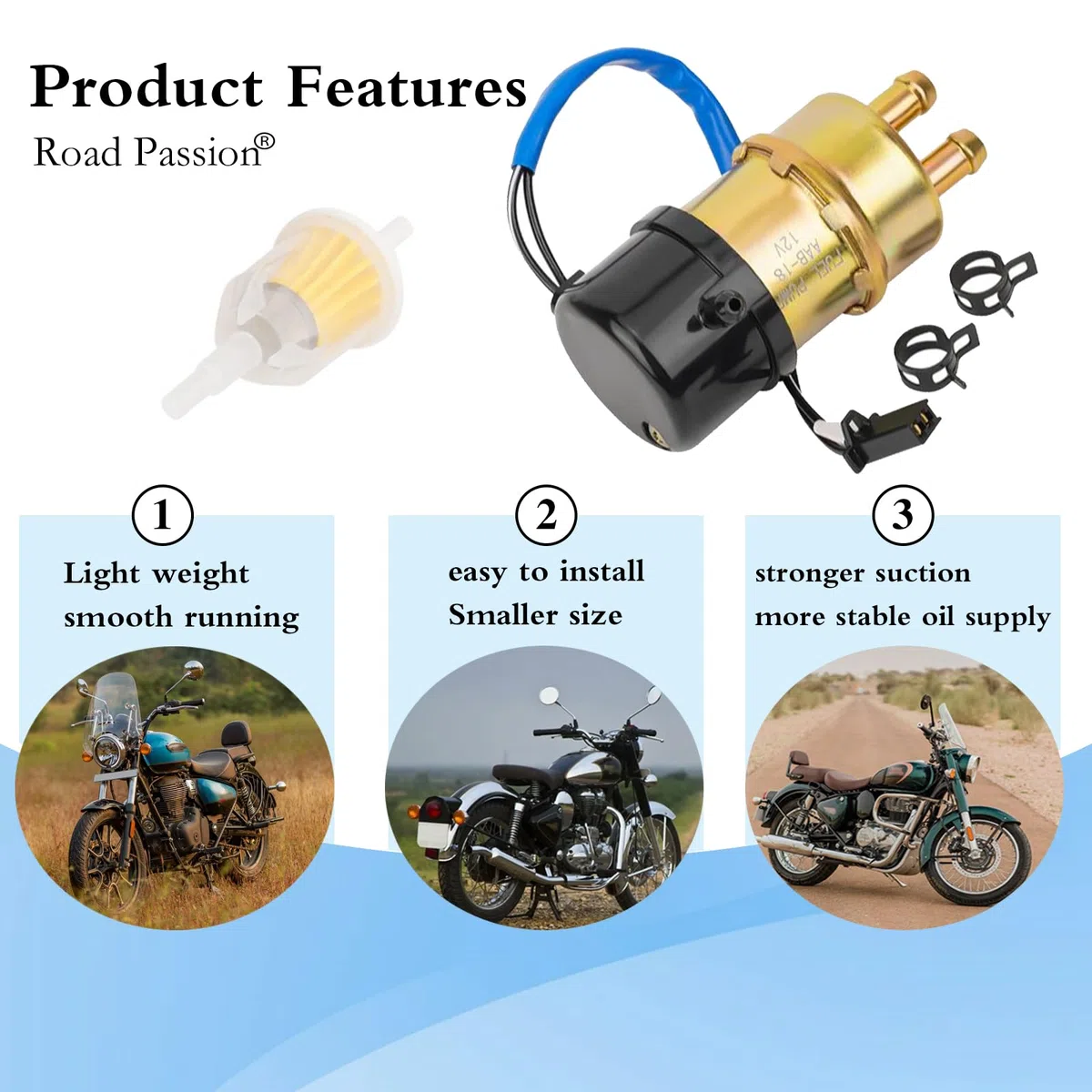 Road Passion Bomba Combustible Gasolina Electrica 12v para Yamaha V star 650/1100 XVS650/XVS1100 //Virago 535/1000/1100 //Vmax 1200 //XJ600S Seca II //TZ250