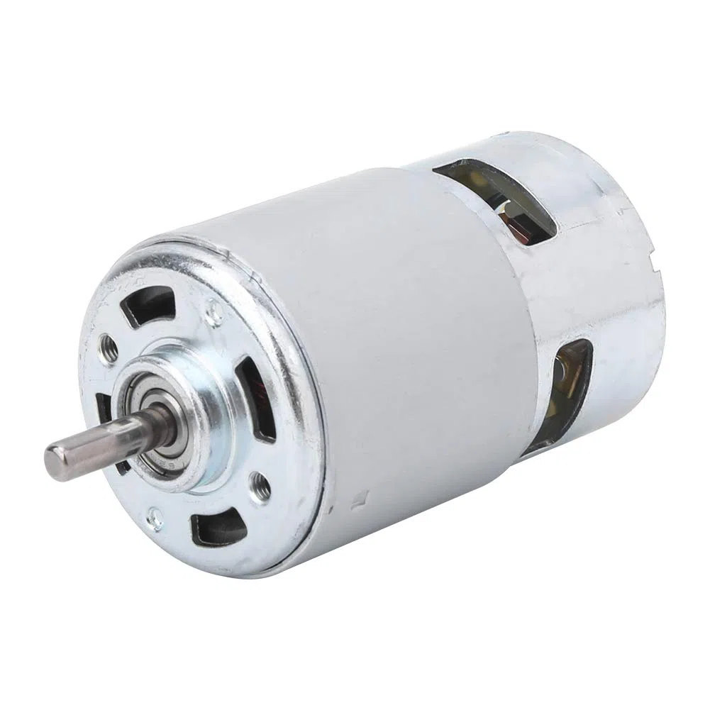 Motor de rodamiento de bolas, motor grande estable de CC 12-24 V, tornillo de alta velocidad doble para velocidad de alta revolución, diámetro del eje delantero y trasero d