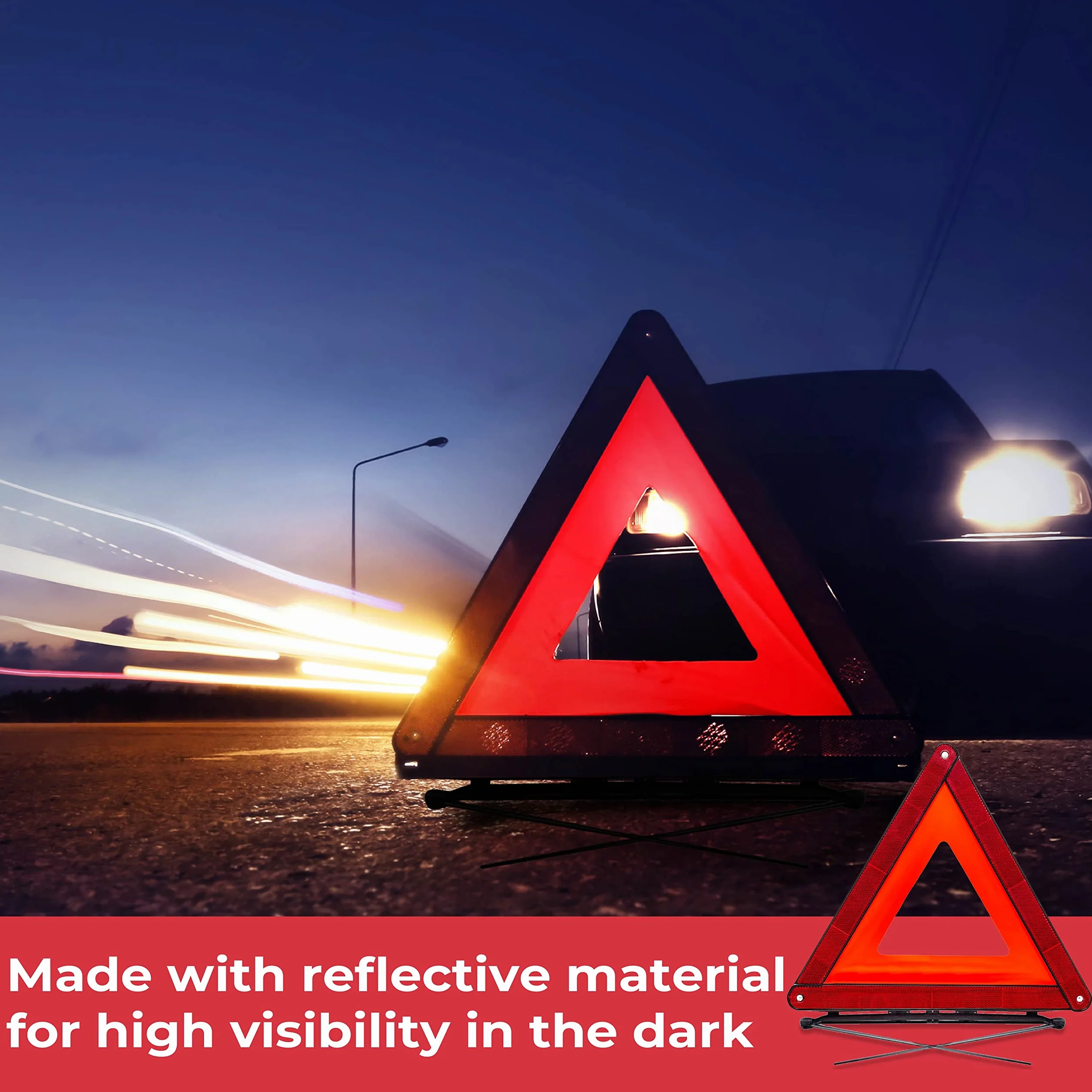 GADLANE Triangulo Coche Homologado Ece & Chaleco Reflectante Reflexiva Plegable Advertencia De Carretera