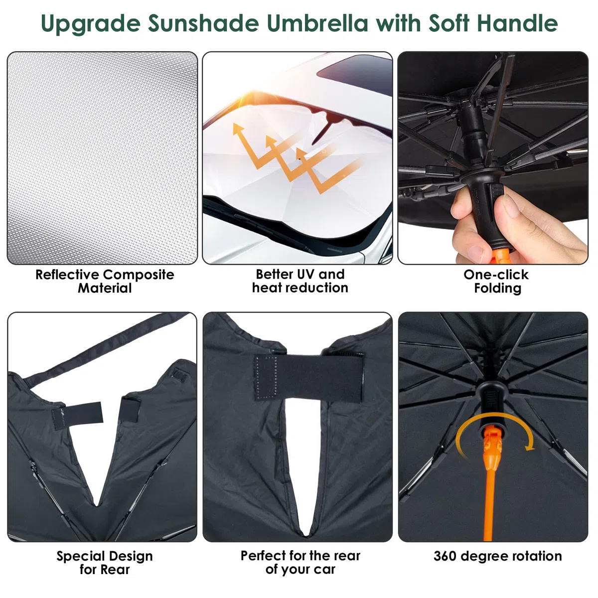 Parasol Plegable para Parabrisas Delantero de Coche, Protector Solar UV para la mayoría de los vehículos 72*137cm (28*54 inch)
