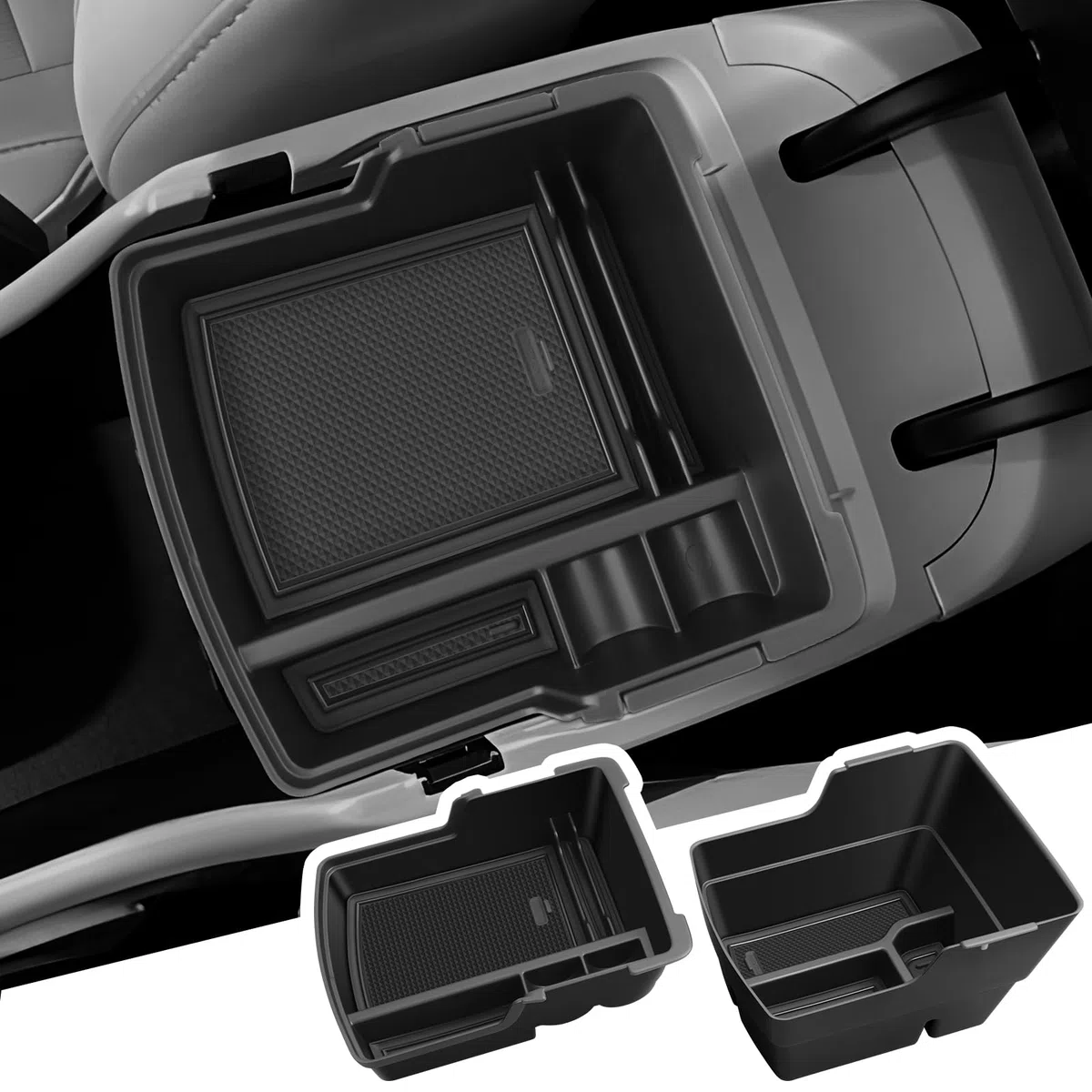 BIBIBO Caja de almacenamiento compatible con Hyundai Kona SX2 EV Hybird 2024 2025, organizador de consola central, accesorios Kona SX2, caja de almacenamiento para reposabrazos, bandeja en la consola