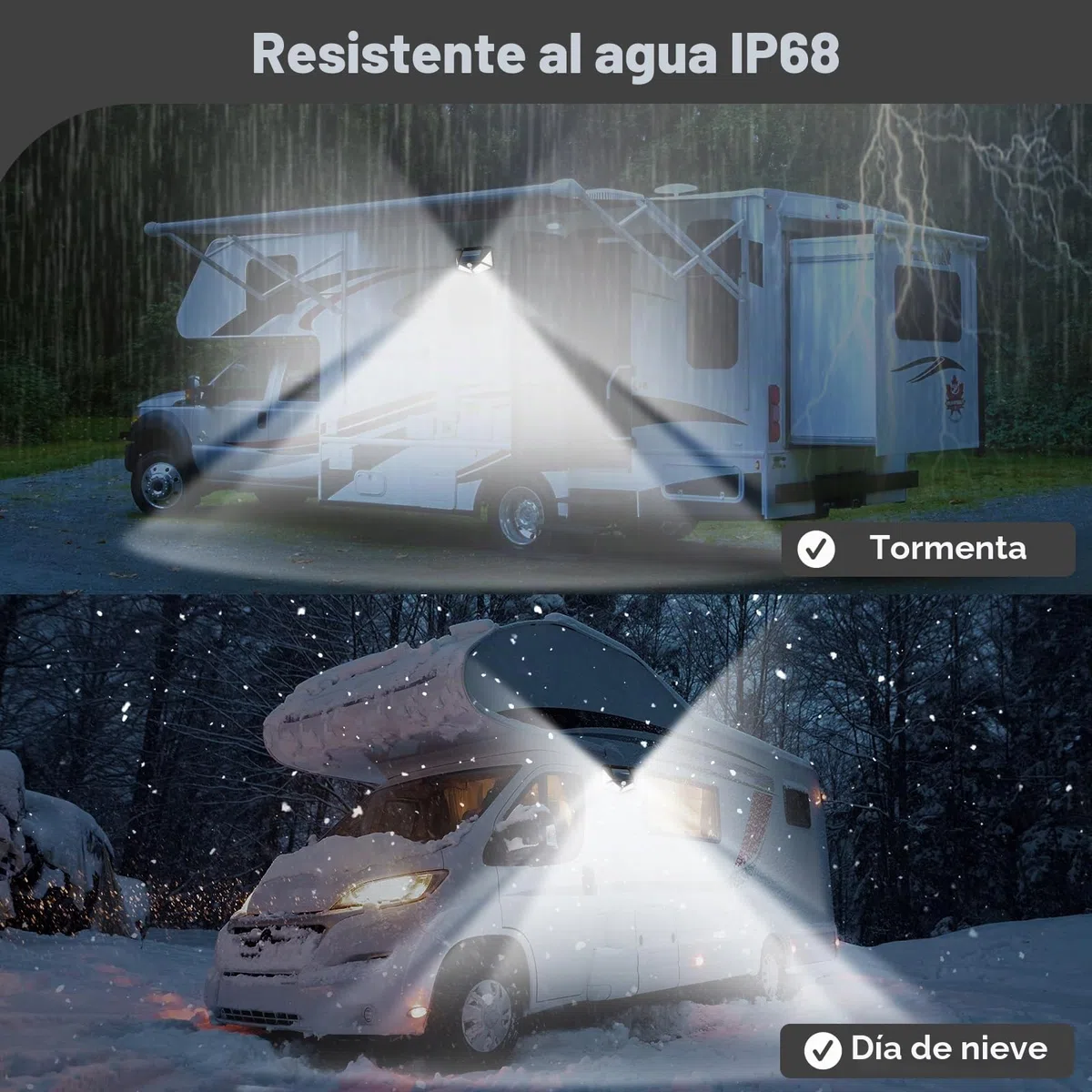 Luz solar para porche RV – Instalación magnética, luz de sensor activado por movimiento, iluminación LED exterior de caravana, luces de toldo RV para caravanas, remolques, cámpers, quinta