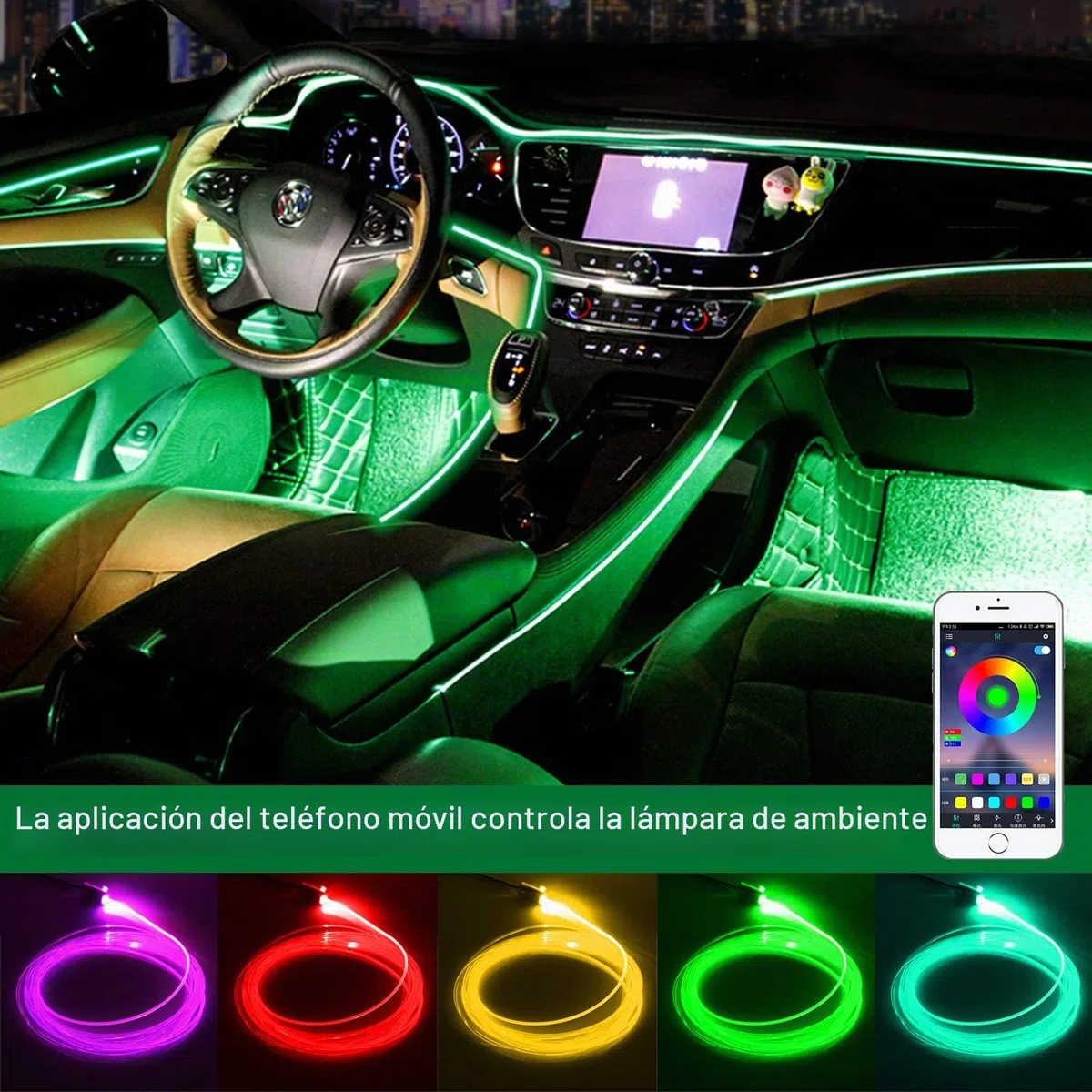 Tira de Luces LED para Interior de Coche, 6 Meter, con aplicación