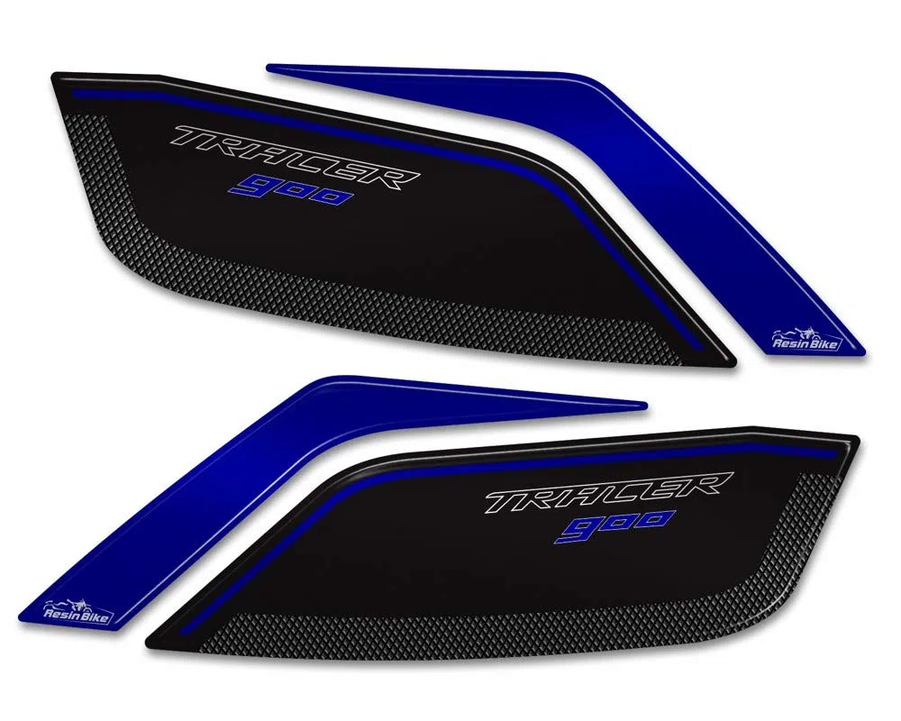 Resin Bike Adhesivos Moto Compatibles con Yamaha Tracer 900 2018-2020 Blue. Protección Paramanos de Choques y Arañazos Moto. Pegatinas 3D Resinadas Made in Italy