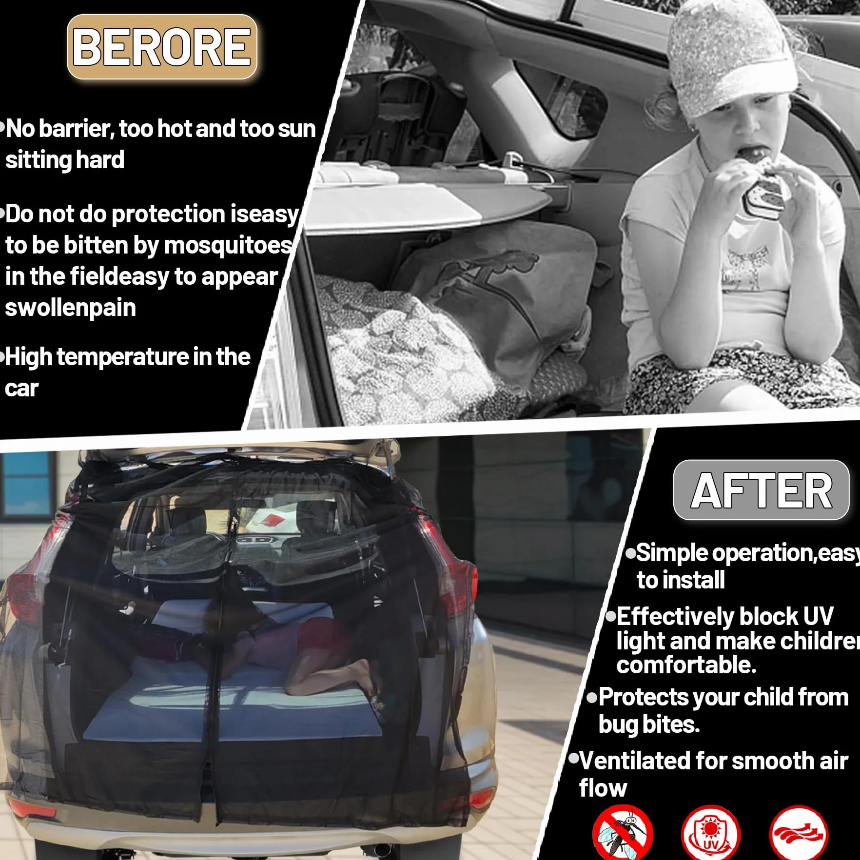 TZEKING Cortinas de Protección Solar Magnética para Automóviles, Furgonetas y Caravanas (170 * 150cm)
