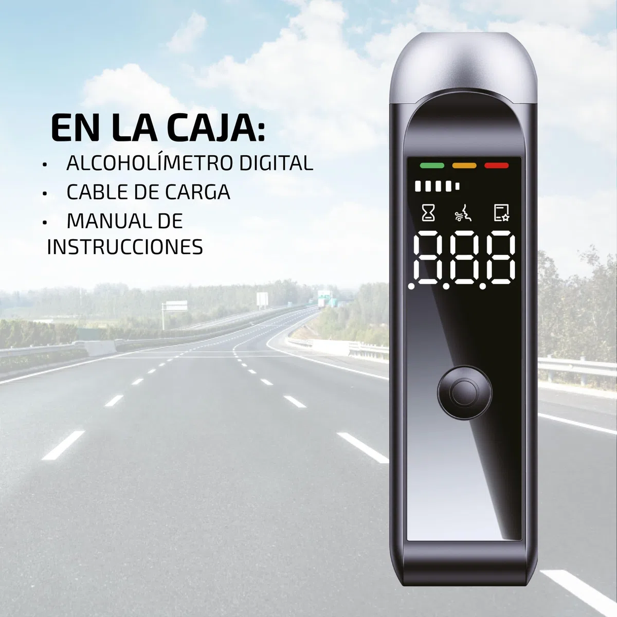 Alcoholímetro Digital Portátil Profesional | Recargable USB con Boquillas Desechables | Sensor Alta Precisión | Pantalla LED | Test de Alcohol Higiénico Coche Casa