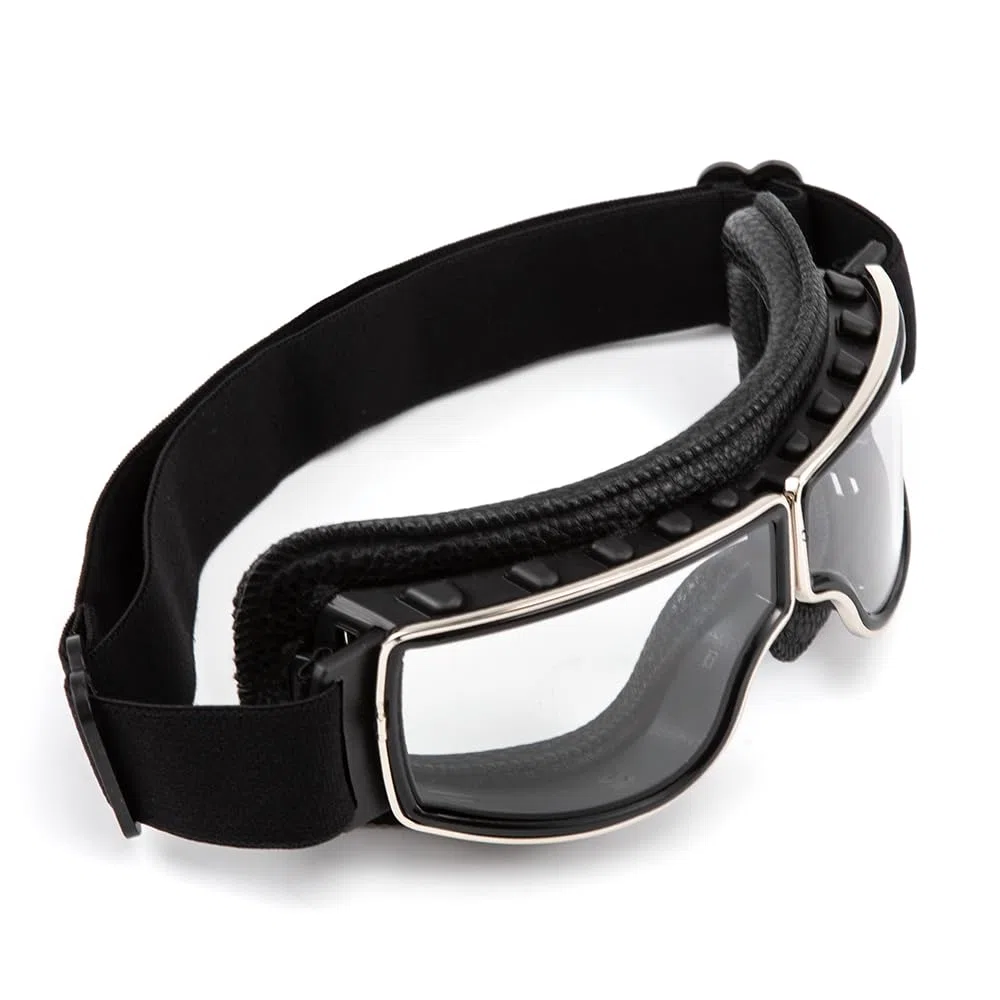 Gafas de moto vintage aviador retro plegables de cuero PU resistentes al viento para hombres y mujeres