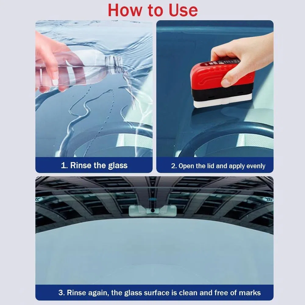 Automotive Oil Film Cleaning Brush,Glass Cleaning Board, Hydrophobic Windshield Coating,Glass Coating for Windshield,Car Glass Oil Film Cleaner, Windshield Hydrophobic (B)