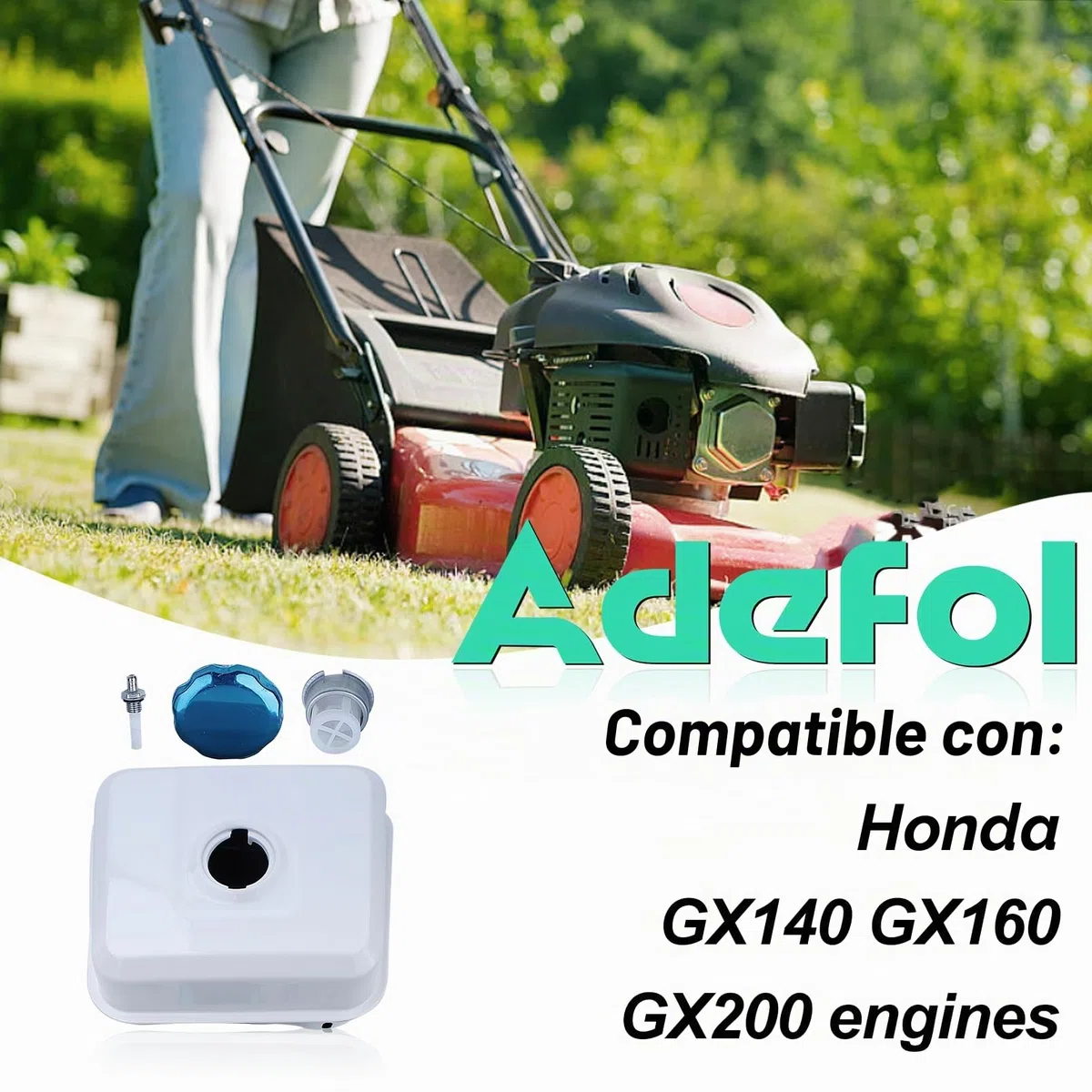 Adefol Depósito de combustible para Honda GX140/GX160/GX200 5.5Hp/6.5Hp, plástico, nuevo, compatible con equipo de motor al aire libre, depósito de motor