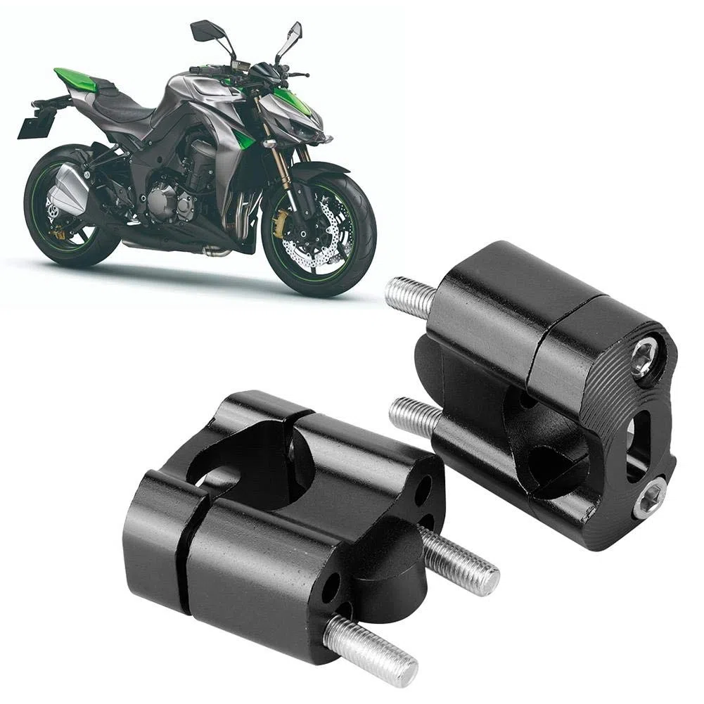 Elevador de eslabones de motocicleta, Par 22 mm / 28 mm Elevador de manillar de motocicleta con aleación de aluminio CNC(Negro)