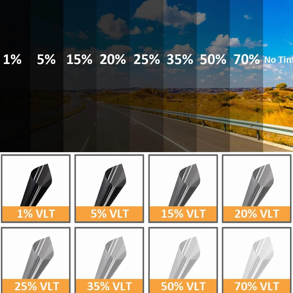 Película de Tinte de Ventana de Coche 20% VLT Láminas Tintada para Ventanas de Coche Autoadhesiva Película Solar Protección para Coche Privacidad Vinilos Película 60cmx300cm