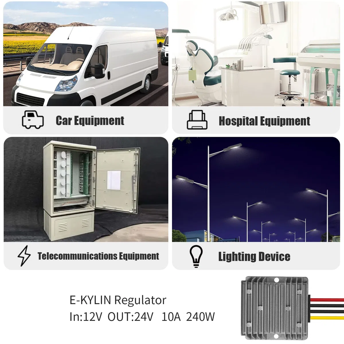 CC 12V a 24V Paso hasta Convertidor 10A 240W Transformador Regulador Podar Suministrar Adaptador Acepta Entradas DC 9-20V para Coche Camión Vehículo Motor Barco