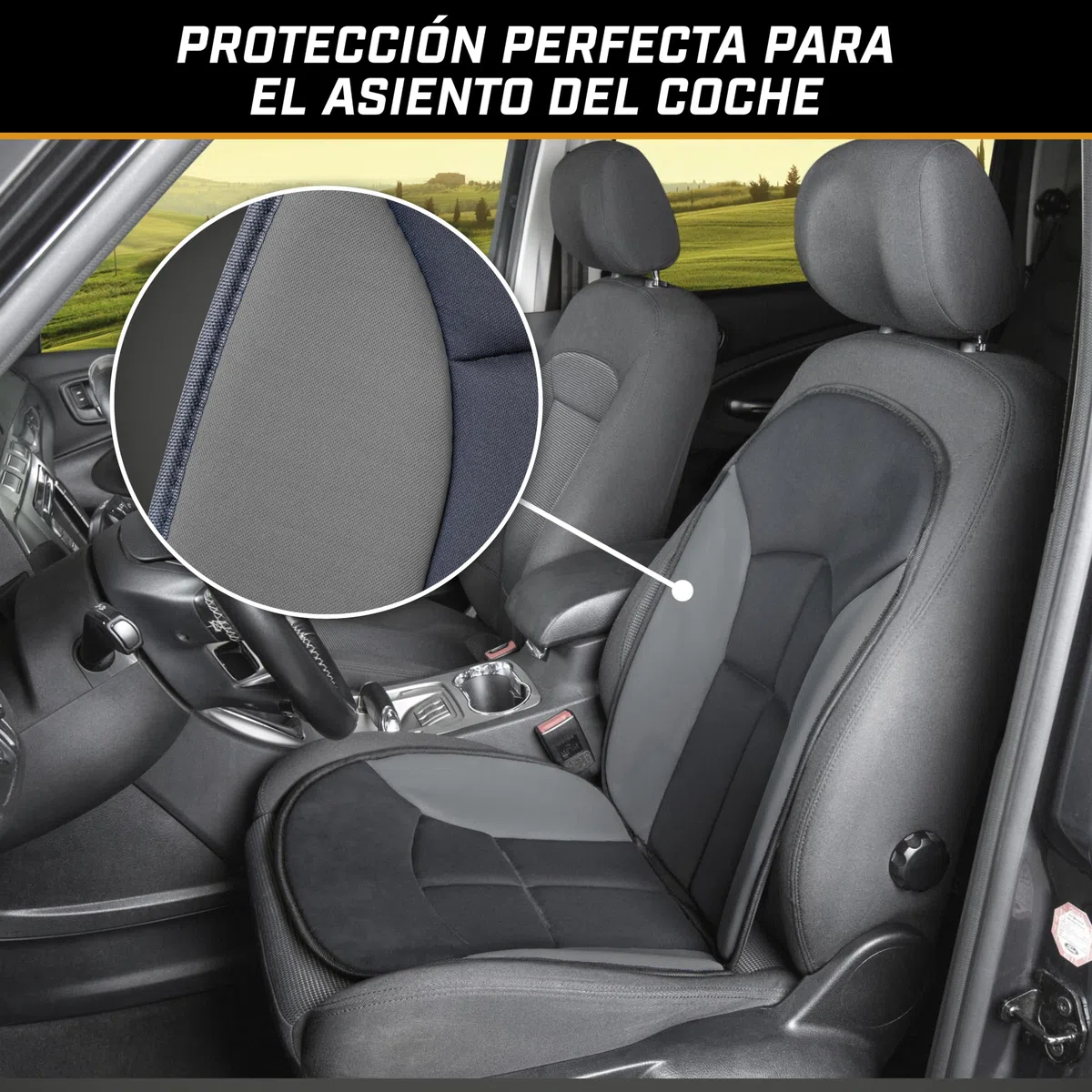 WALSER Funda de asiento para coche Novara universal y almohadilla protectora en negro gris Protector de asiento para coches y camiones 13447