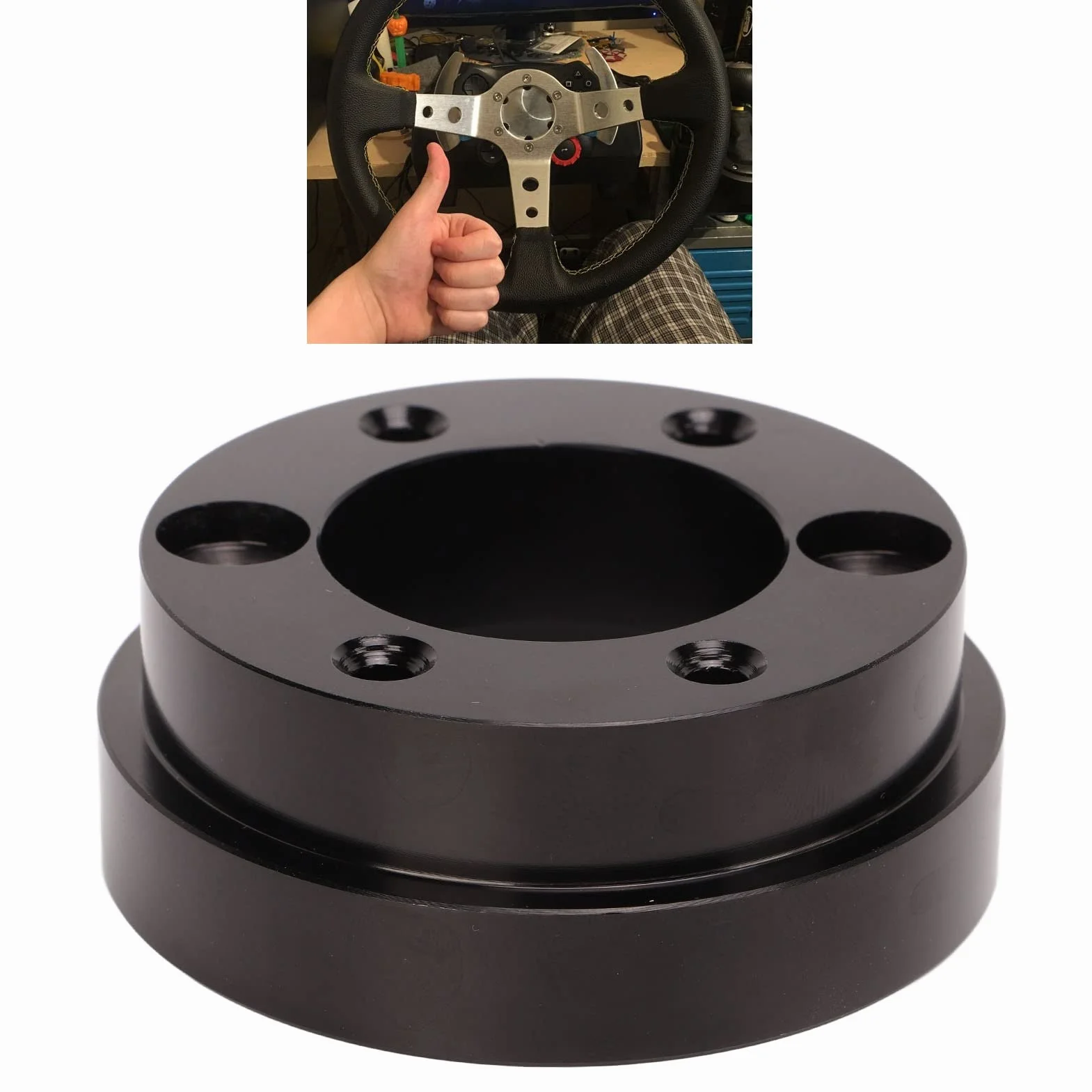 Adaptador Cubo Volante Carreras 70 Mm Placa Repuesto Estándar Compatible Volantes 13 14 para Simuladores Conducción