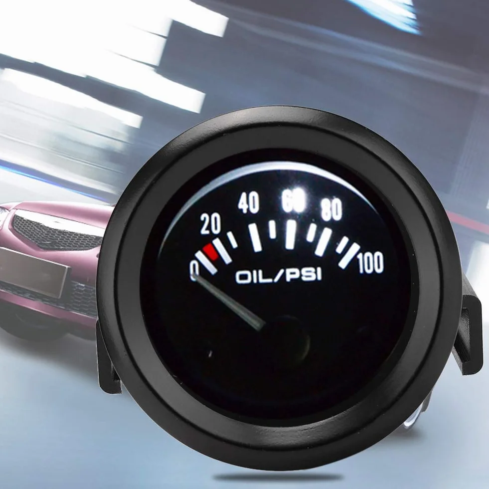 VOBOR 52mm/2in 12v Indicador de Manómetro, Medidor de Presión de Aceite para Coche, Medidor de Presión de Aceite Electromagnético Universal para Coche