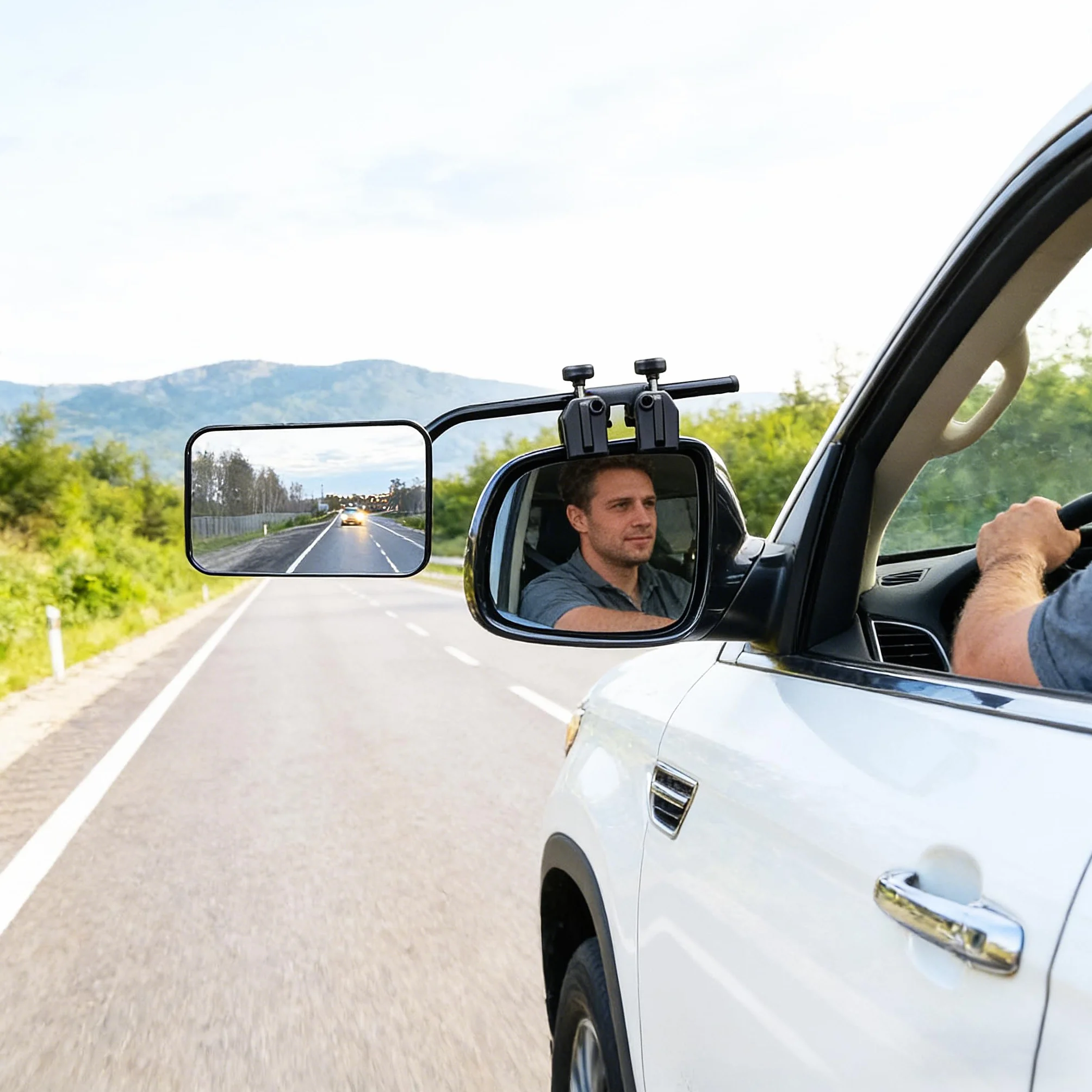 Espejos de remolque para coche, para caravana, espejos dobles para espejo retrovisor de visor, extensiones de espejo de remolque ajustables universales, para remolque de caravana con abrazaderas