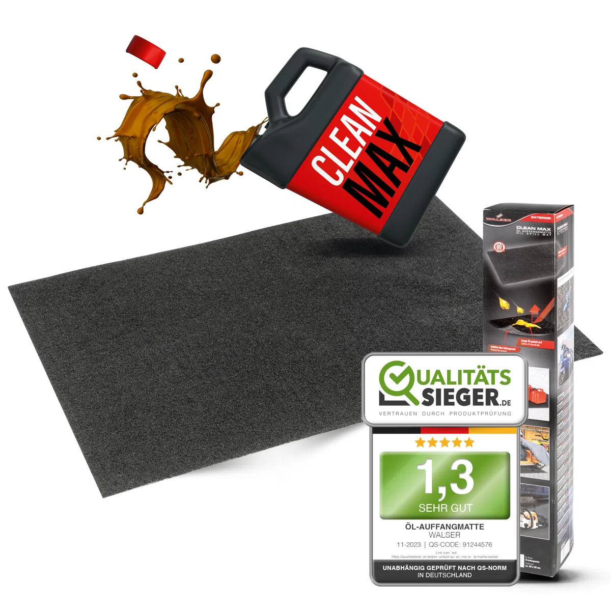 WALSER Premium estera de recogida de aceite 60x90 cm, base de banco de trabajo, estera de garaje coche, estera de moto garaje, base de coche, estera de aceite de taller
