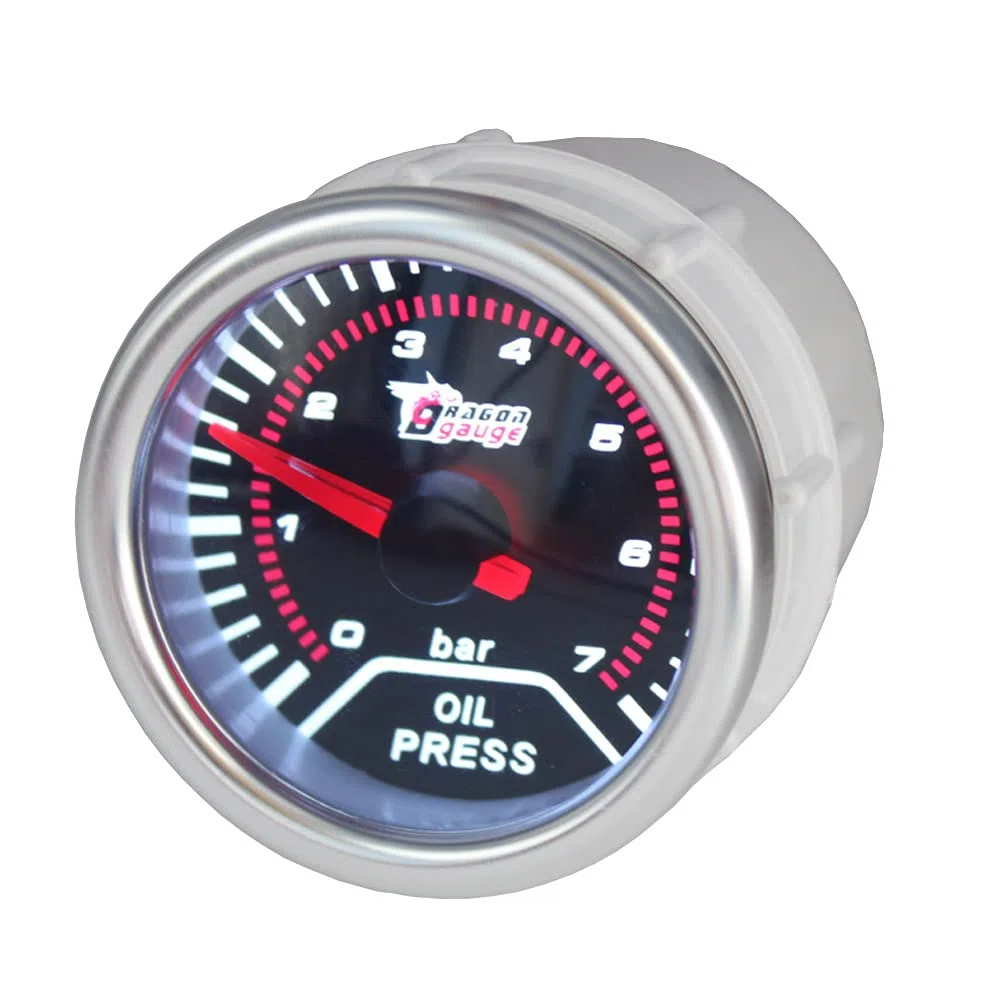 ETOPARS Universal 2" 52mm Manómetro de Prensa de Aceite 0-7 Bar Medidor Presión Aceite Motor Coche Tinte de Humo len Luz Blanca con Sensor