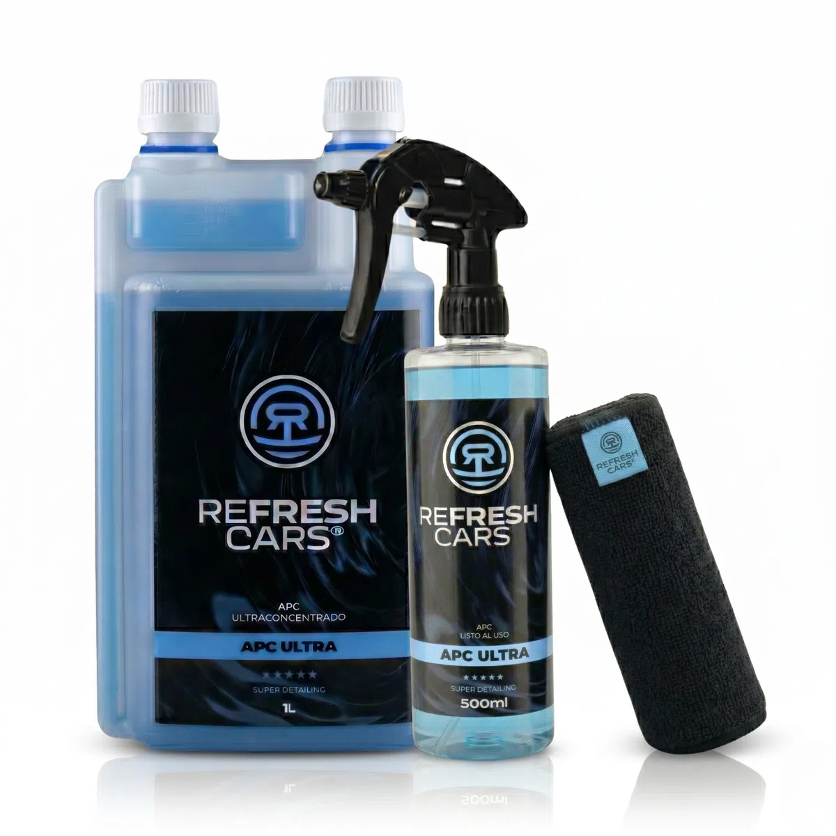 APC Ultraconcentrado Eco - Limpiador Multiusos Concentrado Coche 1 L + Spray 500 ml - Hasta 20 L Diluido, Biodegradable, pH Neutro, Sin Amoniaco - Interior, Salpicaderos, Llantas y Hogar