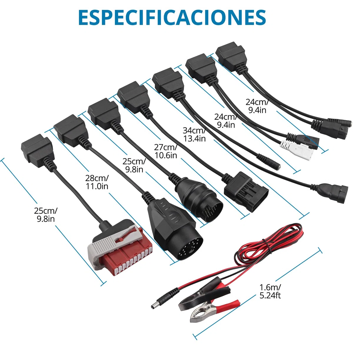 AUTOUTLET Cable Adaptador de Diagnóstico, 8PCS Juego de Cables para Automóvil OBD2 OBD1 Cable de Diagnóstico para Delphi CDP + DS150Er